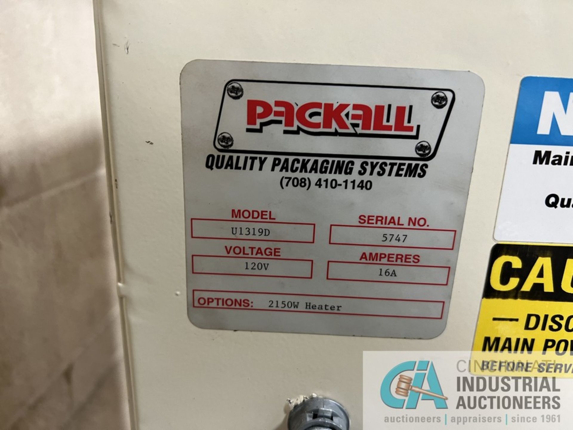 15" X 20" PACKALL INC. MODEL U1319D L-SEALER & SHRINK TUNNEL; S/N 5747, 120 VOLT, 16 AMP - Image 9 of 9