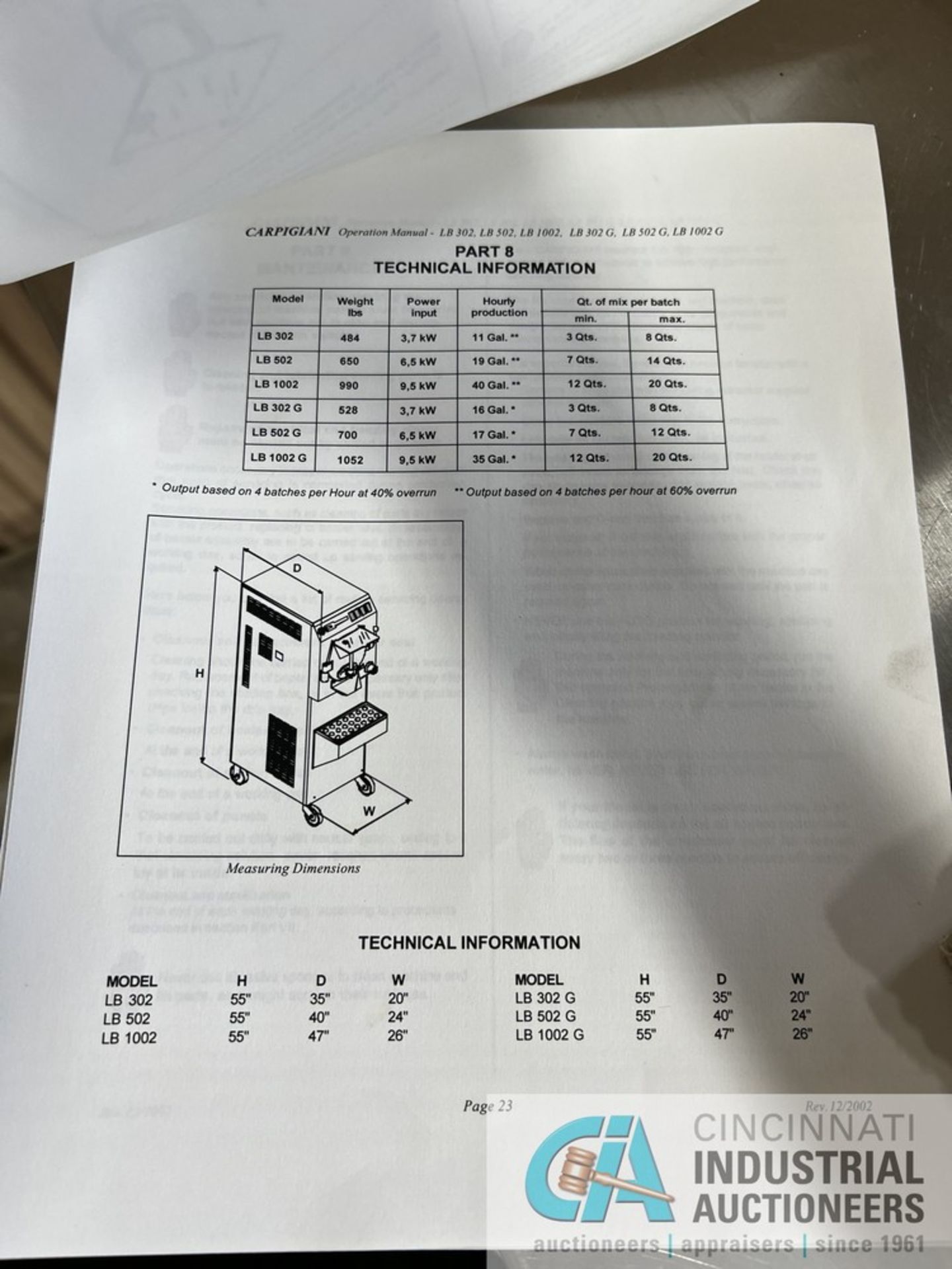 20 QUART CARPIGIANI MODEL LB 1002 RTX SOFT SERVE ICE CREAM MACHINE; S/N IC52961, 40 GALLON - Image 15 of 18
