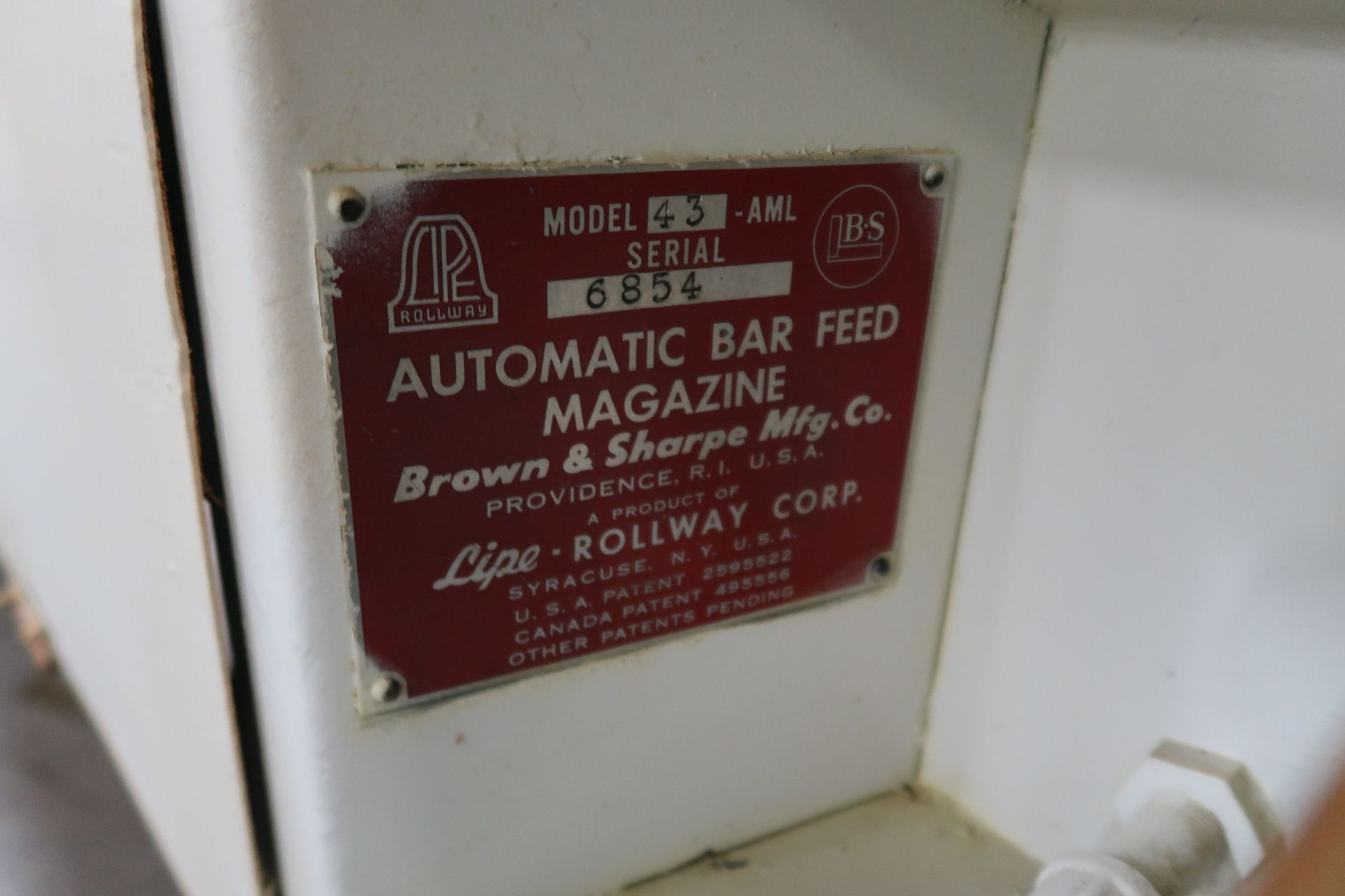 LIPE MODEL 43-AML AUTOMATIC BAR FEEDER; S/N 6854 - Image 4 of 7