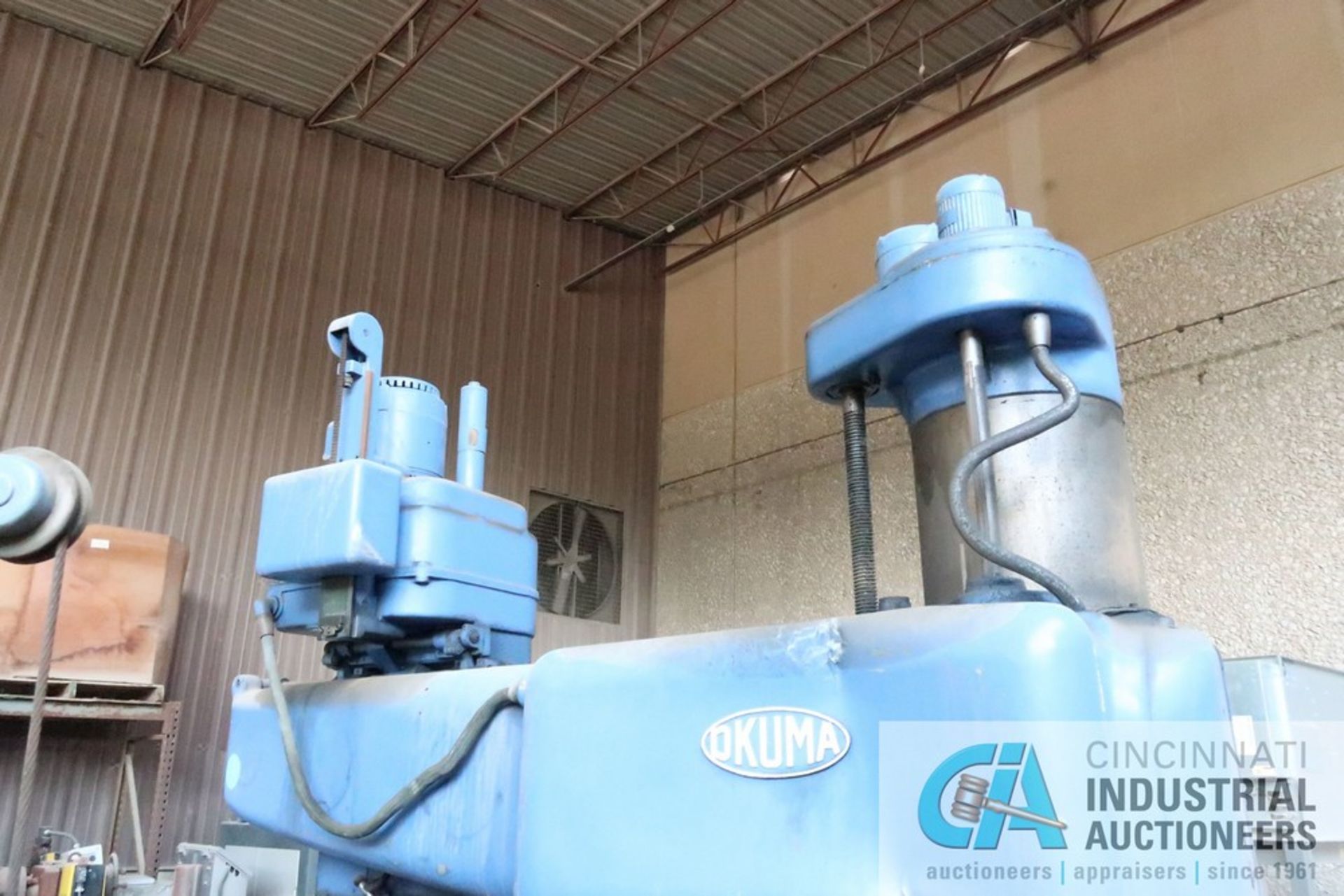 6' ARM X 15" COLUMN OKUMA RADIAL ARM DRILL, 39" X 30" X 16" BOX TABLE, 18-2,240 RPM SPINDLE - Image 10 of 10