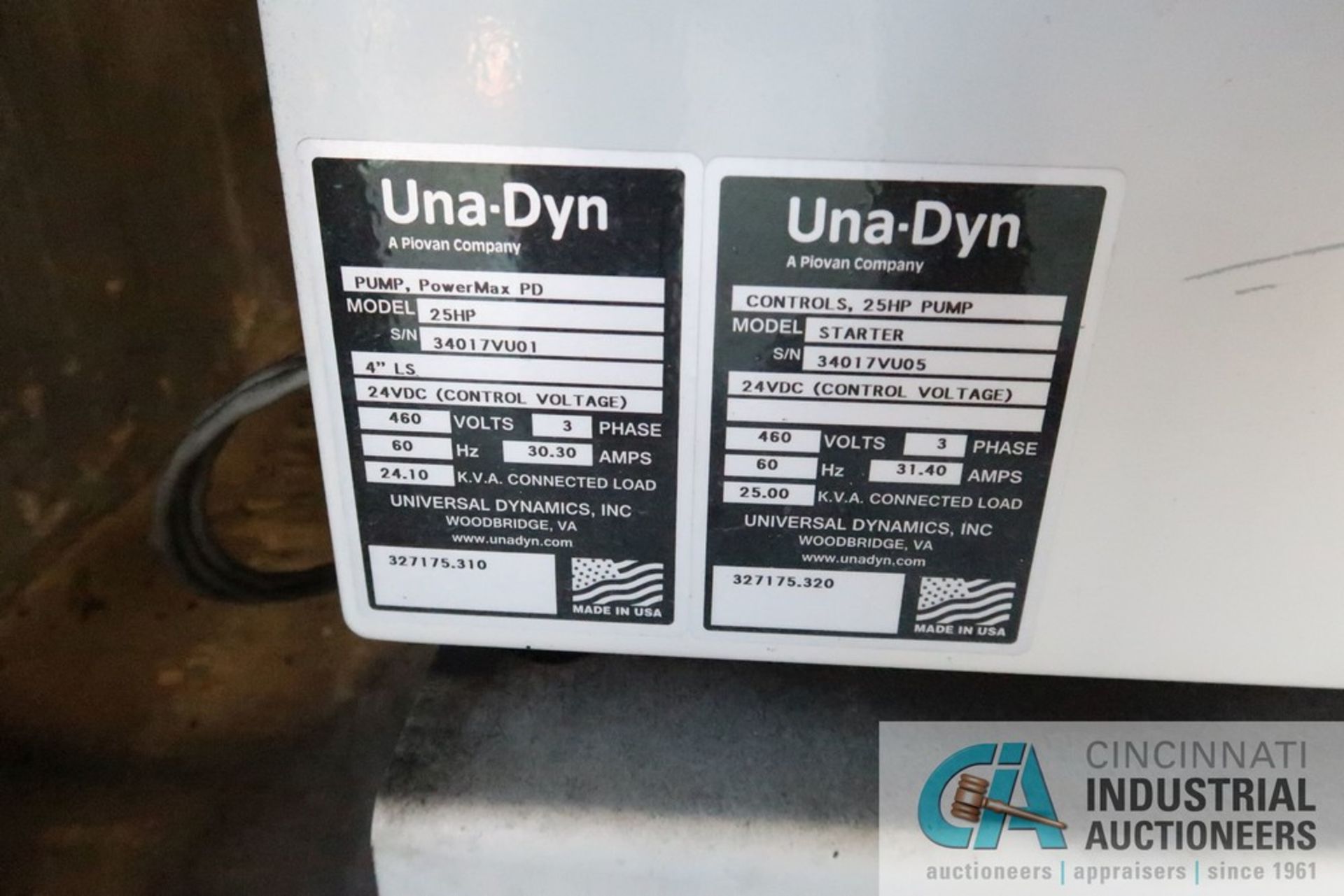 25 HP UNA-DYN MODEL POWER MAX PD VACUUM PUMP; S/N 34017VU01 WITH FILTER **SUBJECT TO OVERALL BID - Image 3 of 8