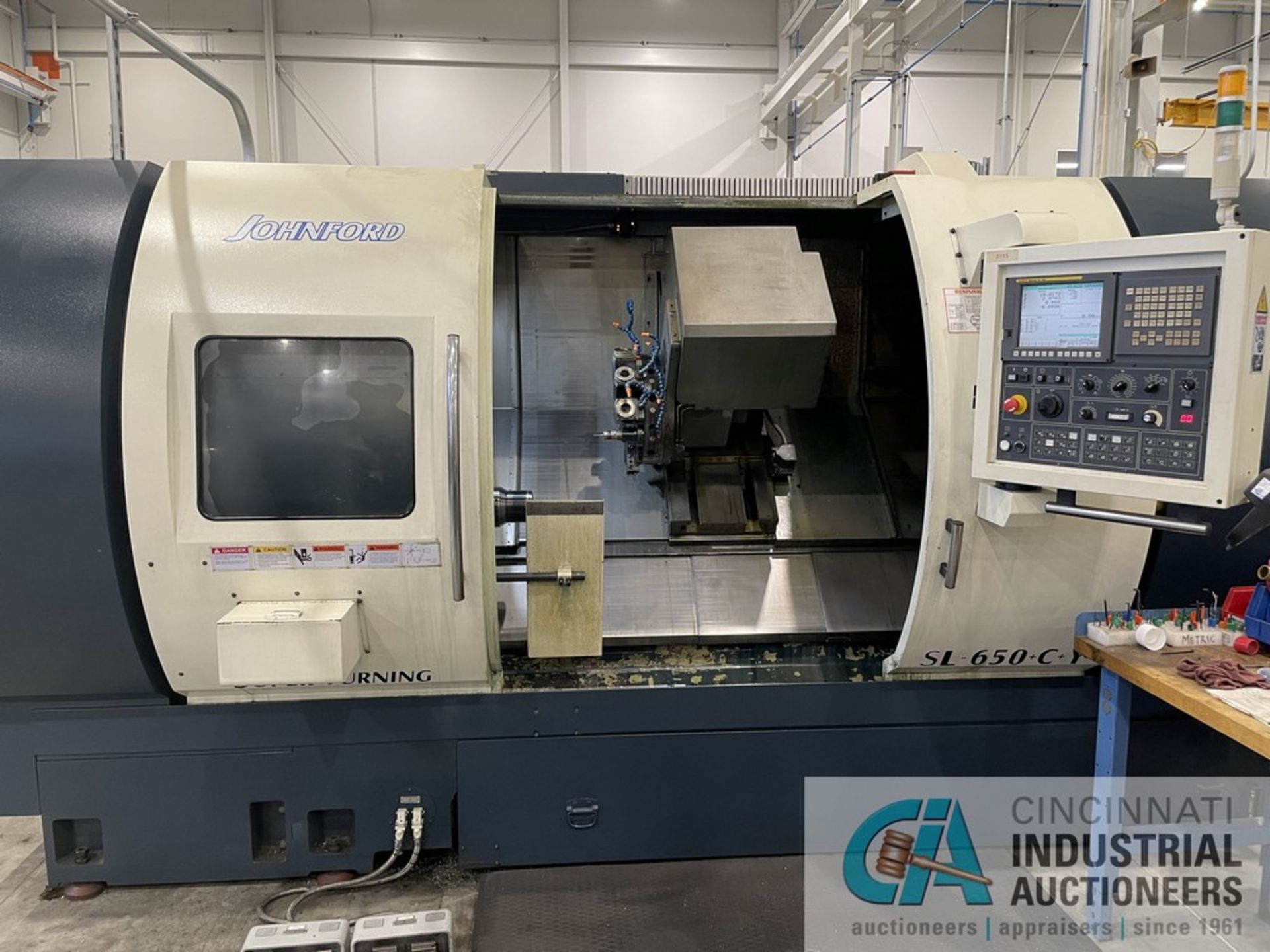 2013 JOHNFORD SL650+C+Y CNC LATHE WITH LIVE TOOLING & Y AXIS 60" CENTERS, FANUC 0ITD (SN: - Image 16 of 16