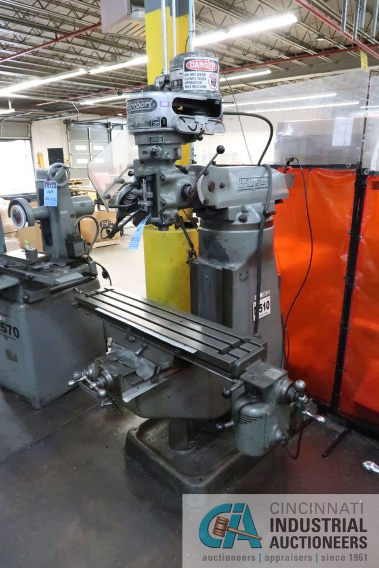 1 HP 8-SPEED BRIDGEPORT VERTICAL MILL; S/N 106447, 9" X 42" TABLE, PTF **Loading Fee Due the "