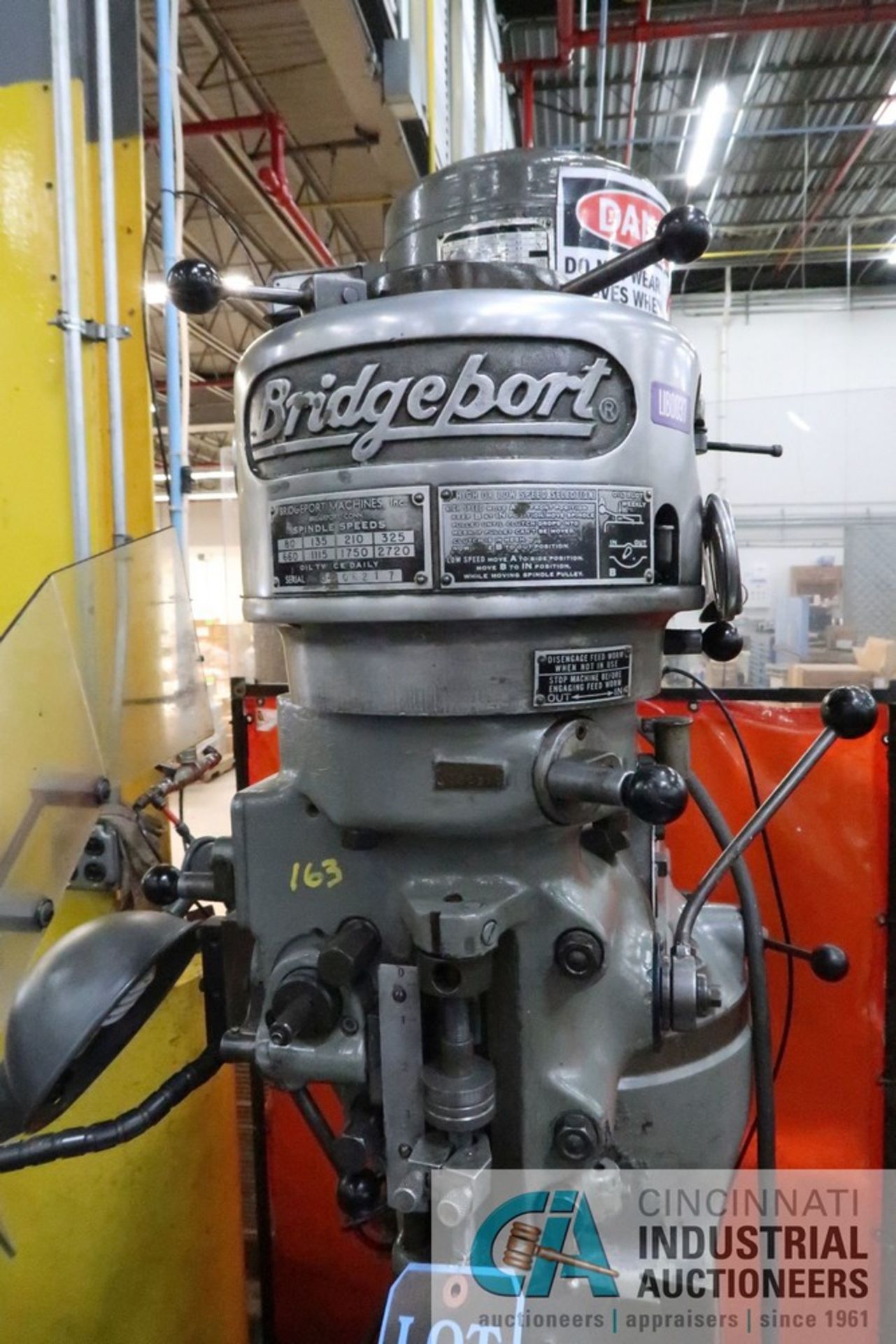 1 HP 8-SPEED BRIDGEPORT VERTICAL MILL; S/N 106447, 9" X 42" TABLE, PTF **Loading Fee Due the " - Image 3 of 6