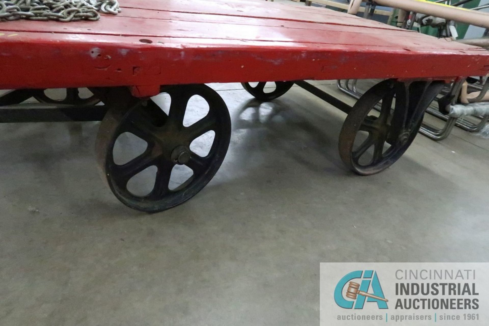 36" X 60" ANTIQUE WOOD RAILROAD/INDUSTRIAL CART - Image 2 of 2