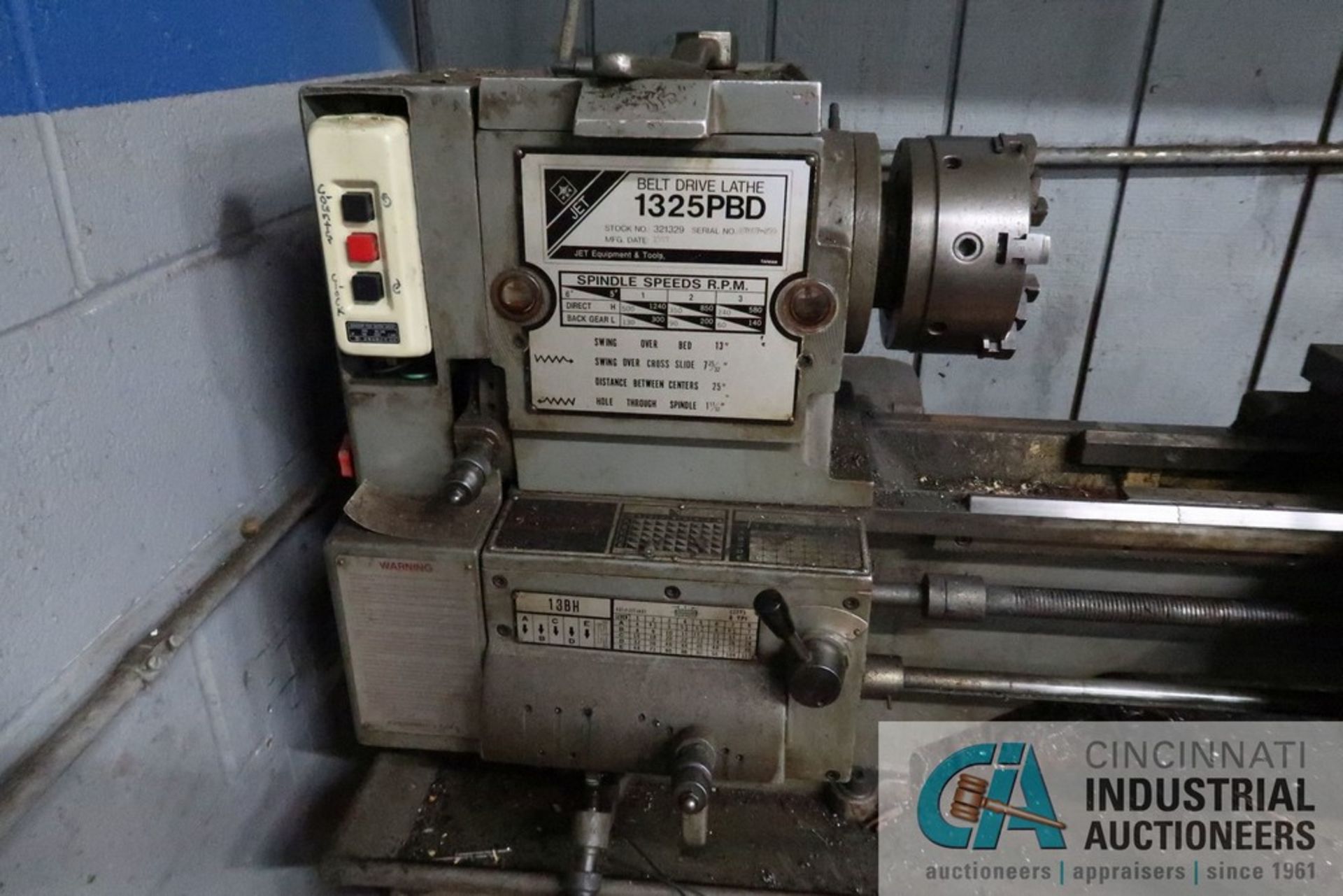 12" X 24" JET MODEL 1324 PBD BENCH TYPE LATHE; S/N B7607-299, 60-1,240 RPM, 6" 6-JAW CHUCK, - Image 3 of 6