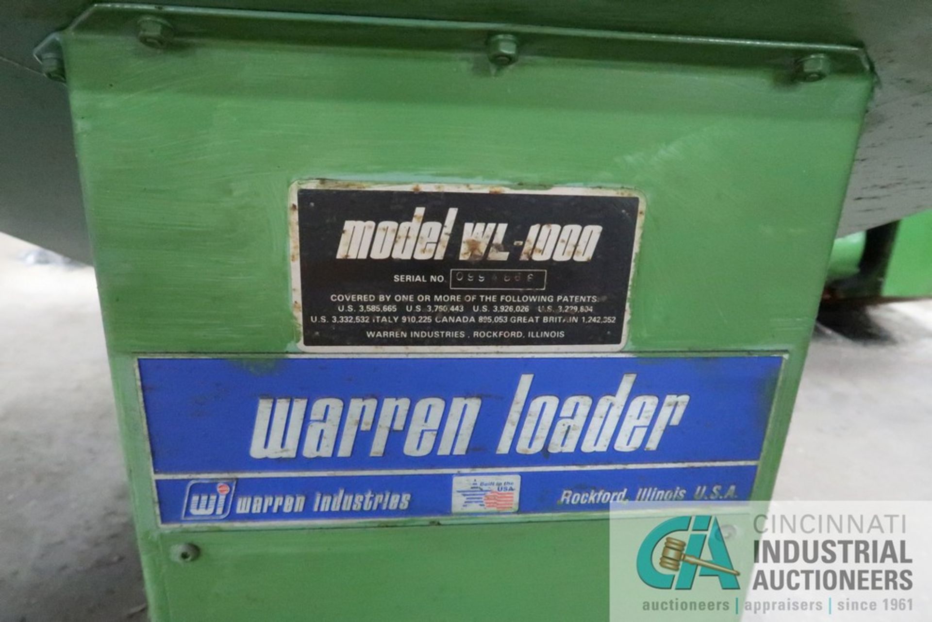 6 CUBIC FOOT WARREN MODEL WL-1000 INCLINE LOADER; S/N 0994886, 60" DISCHARGE HEIGHT - Image 6 of 6