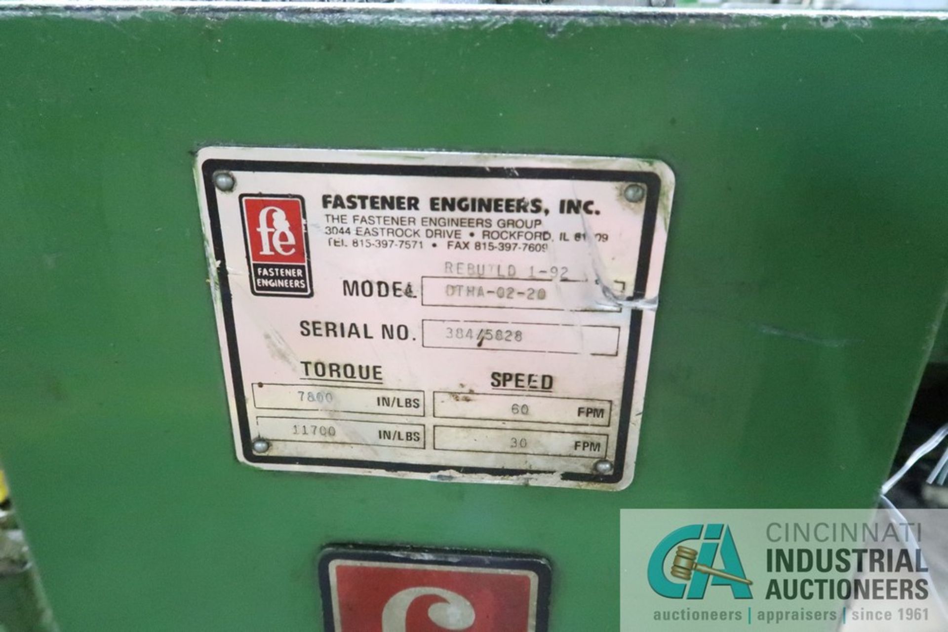 1/4" FASTENER ENGINEERS MODEL DTHA 02-20 INLINE WIRE DRAWER; S/N 3845828, 1/4" NOMINAL WIRE - Image 5 of 9