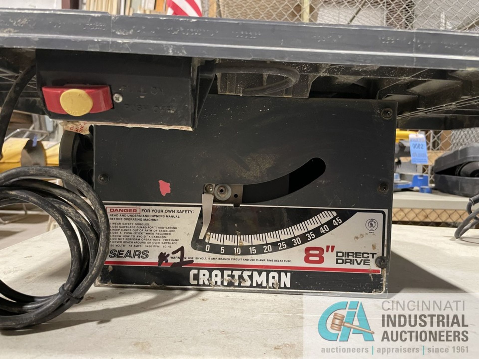 8" CRAFTSMAN MODEL 113.221620 DIRECT DRIVE COMPOUND BENCH TABLE SAW - Image 2 of 6