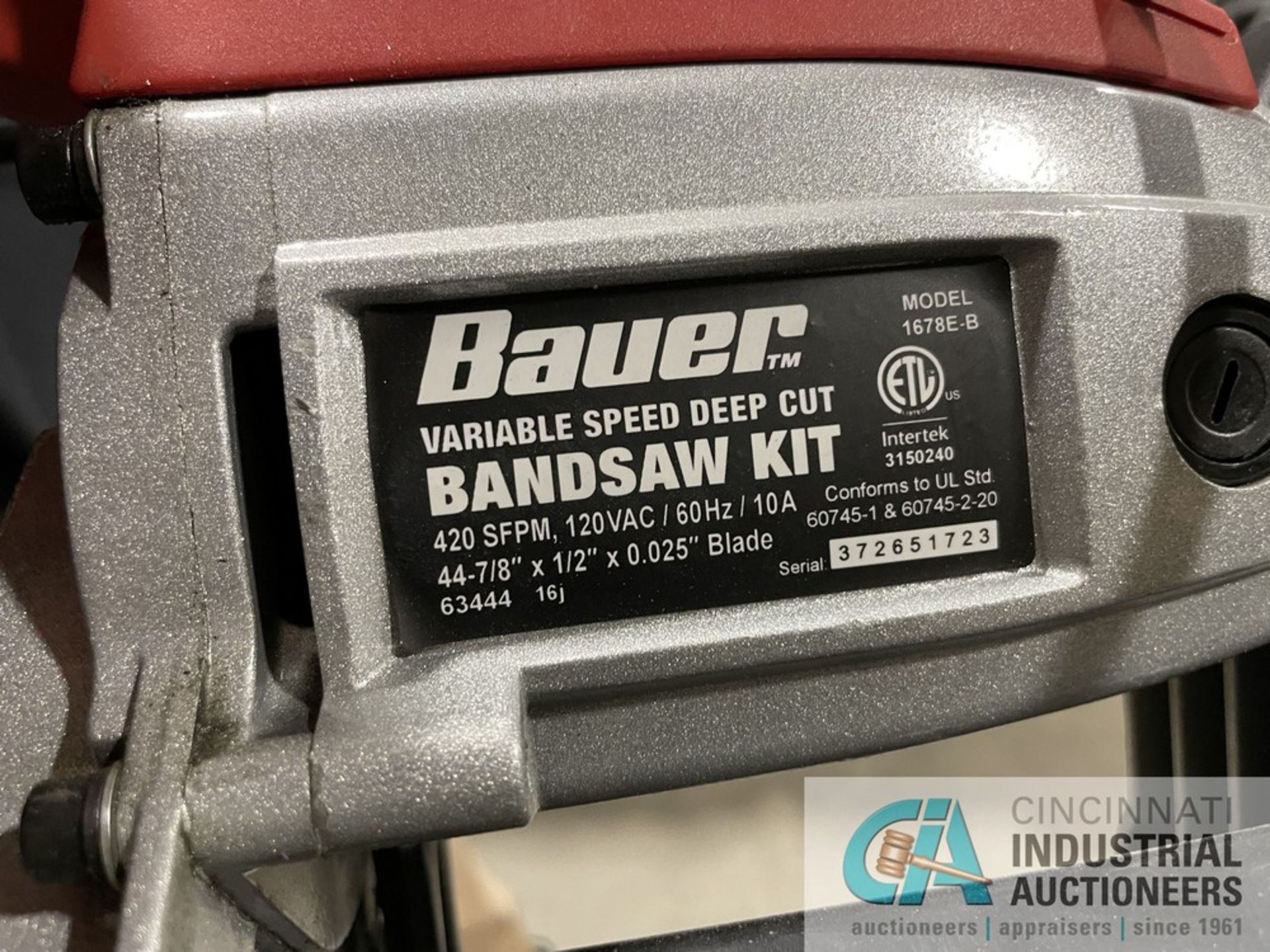 BAUER MODEL 1678E-B VARIABLE SPEED DEEP CUT PORTA BANDSAW - Image 3 of 5