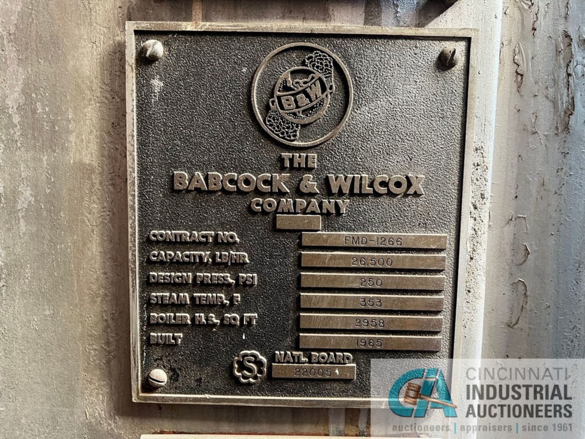 BABCOCK & WILCOX MODEL FMD-1265 NATURAL GAS FIRED BOILER; S/N 22005, 26,500 LB./HR., 250 PSI, 353 - Image 5 of 8