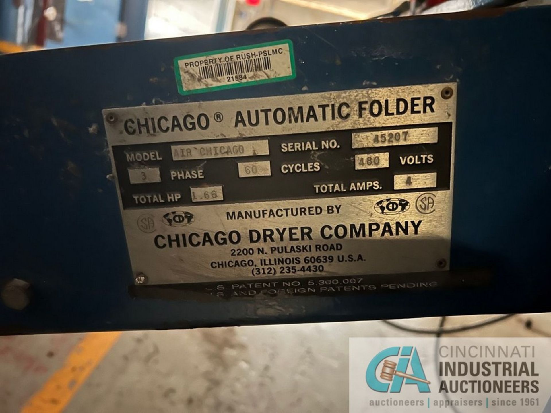 CHICAGO MODEL AIR CHICAGO SMALL PIECE FOLDER; S/N 45207 **OUT OF SERVICE** - Image 3 of 3