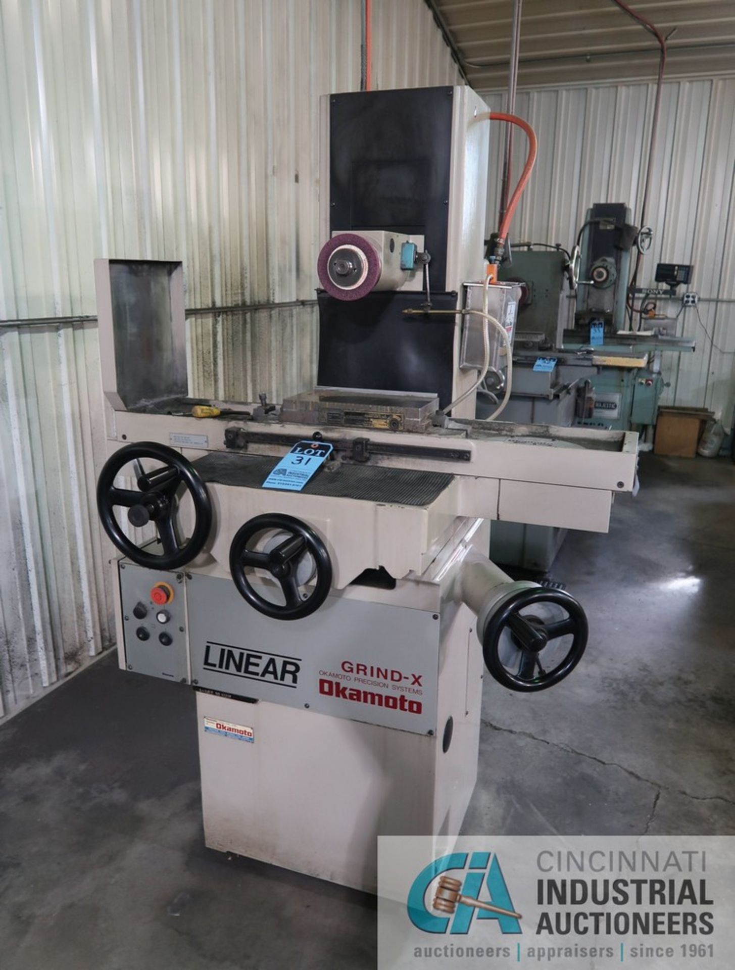 6" X 12" OKAMOTO MODEL L.6-12B LINEAR GRIND-X HAND FEED SURFACE GRINDER S/N 62202, 3 PHASE, 230/