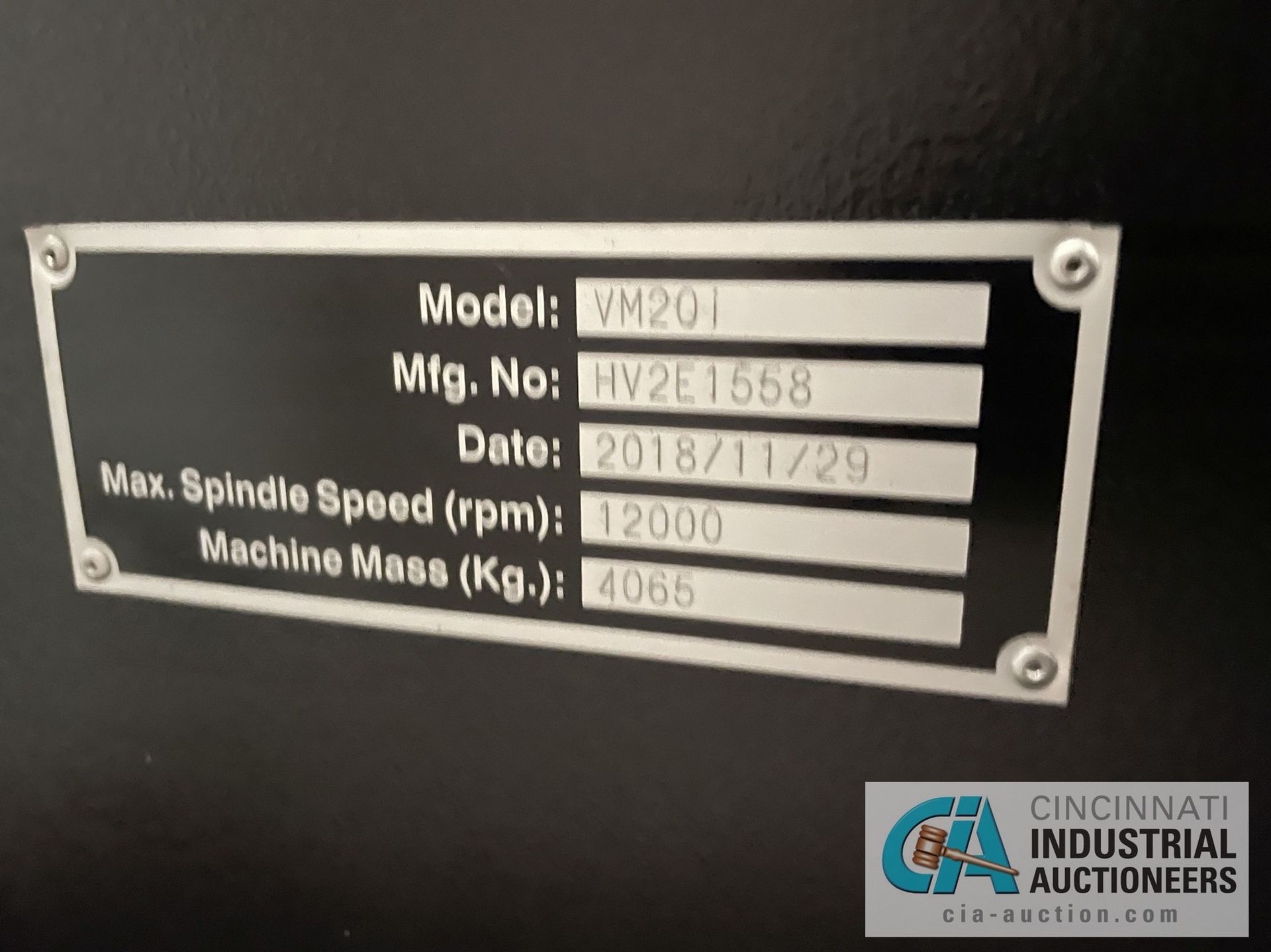 HURCO MODEL VM20i 3-AXIS CNC VERTICAL MACHINING CENTER; S/N HV2E1558 (NEW 11-29-2018), 20" X 46" - Image 14 of 25