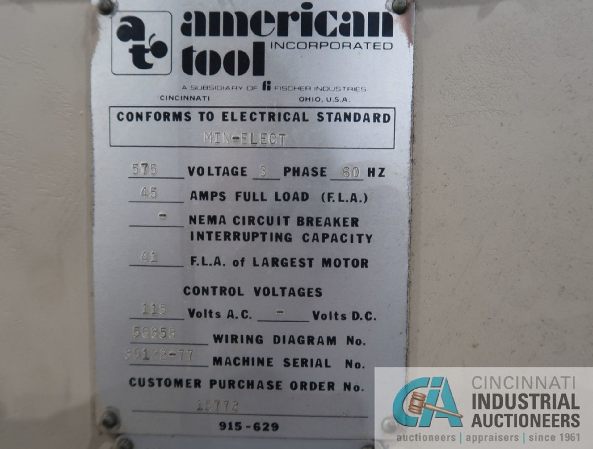 AMERICAN MODEL 2516-27X216 GEARED HEAD ENGINE LATHE; S/N 80122/77, 24" SIX-JAW CHUCK, (2) STEADY - Image 11 of 11