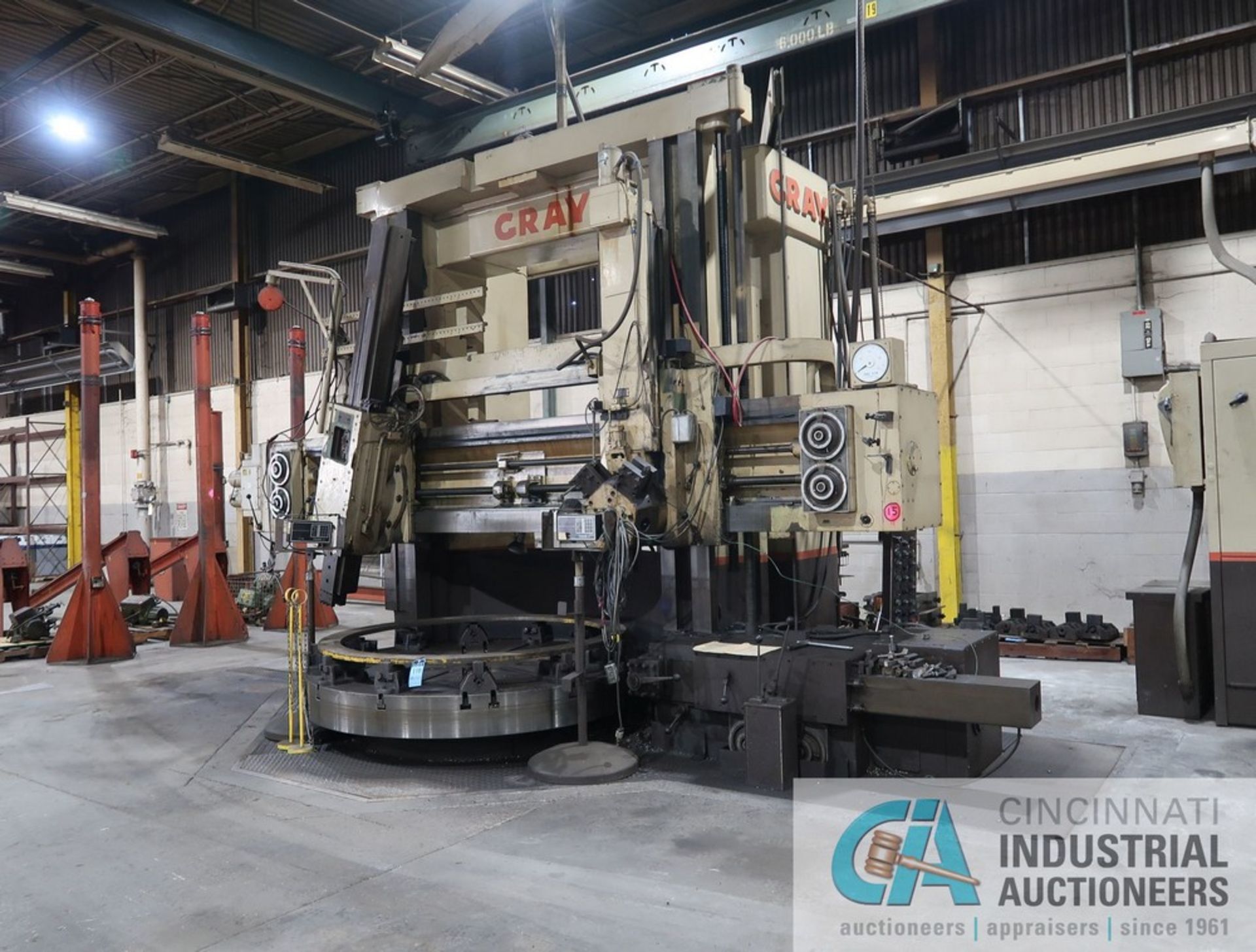 84" GRAY VERTICAL BORING MILL S/N 9695 84" DIAMETER TABLE, 96" MAX SWING, 72" VERTICAL CLEARANCE,