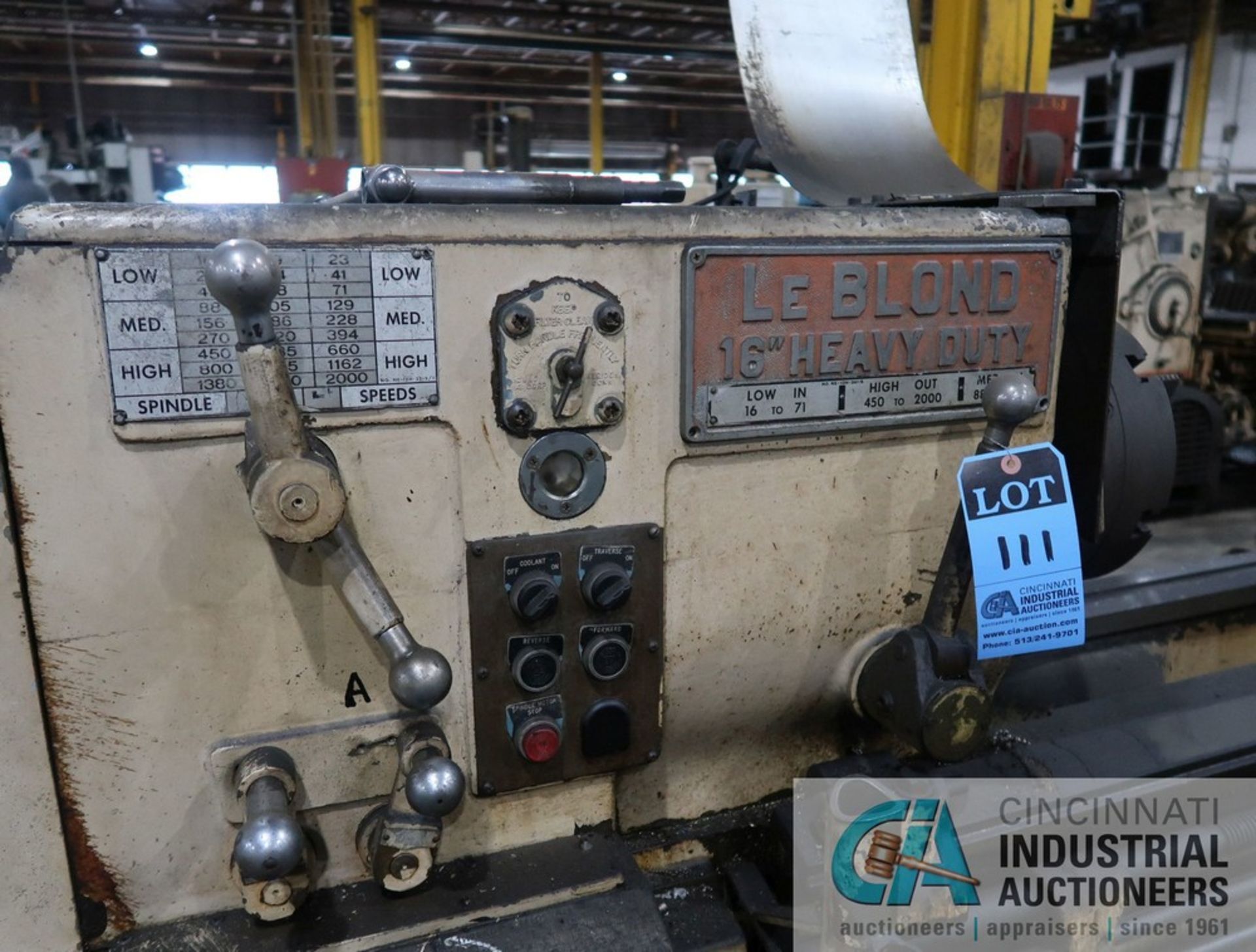 20" X 14' LEBLOND MODEL 16" HEAVY DUTY GEARED HEAD ENGINE LATHE S/N 2NE762 12" THREE JAW CHUCK, ( - Image 9 of 10