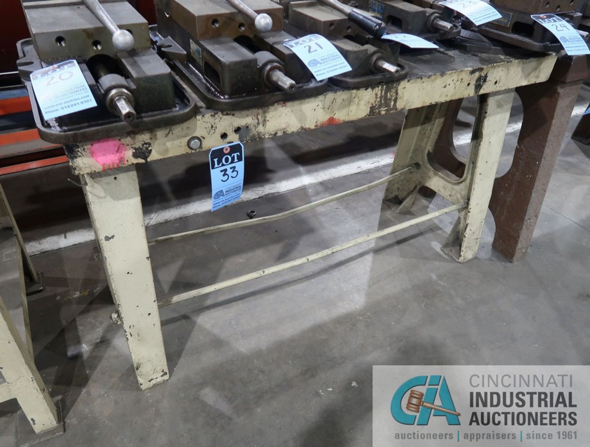 MISCELLANEOUS SIZE HEAVY DUTY CAST IRON MACHINE TABLES *SPECIAL NOTICE DELAY REMOVAL P/U ____