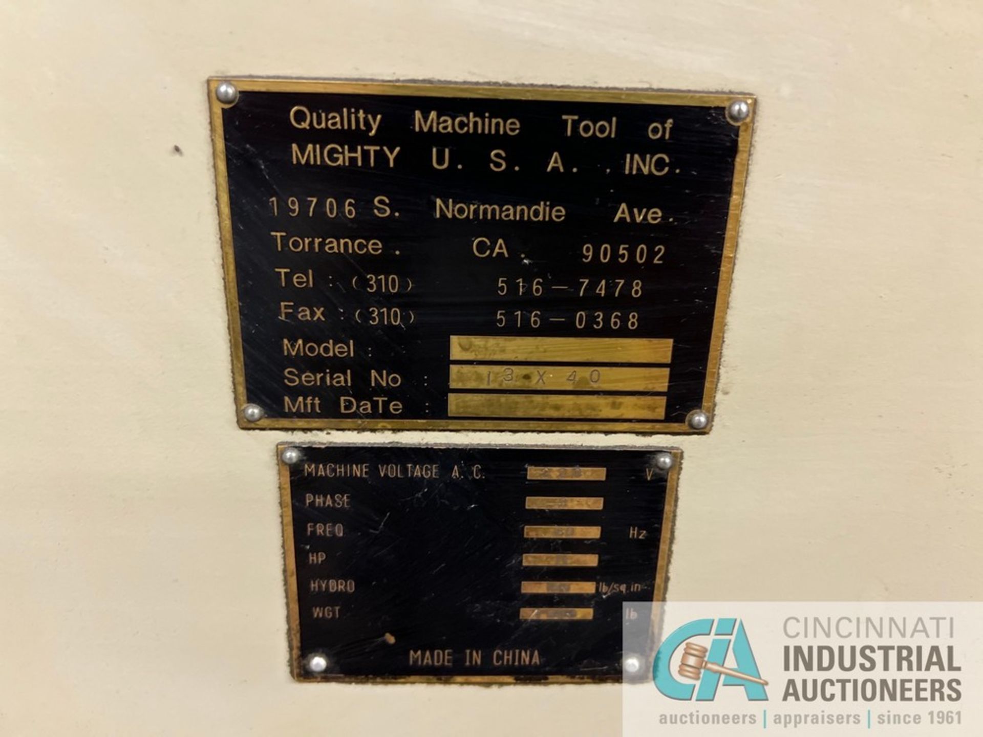 13" X 40" QUALITY MACHINE / MIGHTY OD GRINDER; S/N 13X40, 11 HP, 6" 3-JAW CHUCK, DAYTON DC SPEED - Image 8 of 12