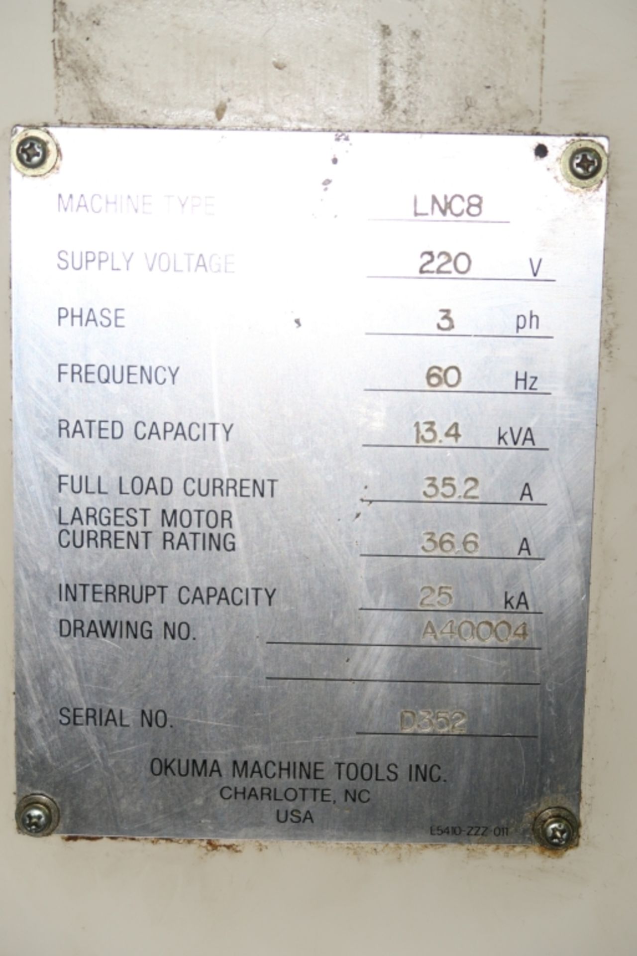 OKUMA CADET CNC LATHE MOD: LNC-8C, OKUMA OSP5020L CONTROL, 12 POSITION TOOL TURRET, 11'' KITAGAWA - Image 6 of 7