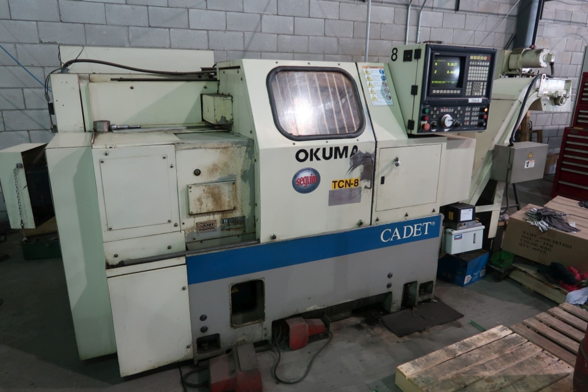 OKUMA CADET CNC LATHE MOD: LNC-8C, OKUMA OSP5020L CONTROL, 12 POSITION TOOL TURRET, 11'' KITAGAWA