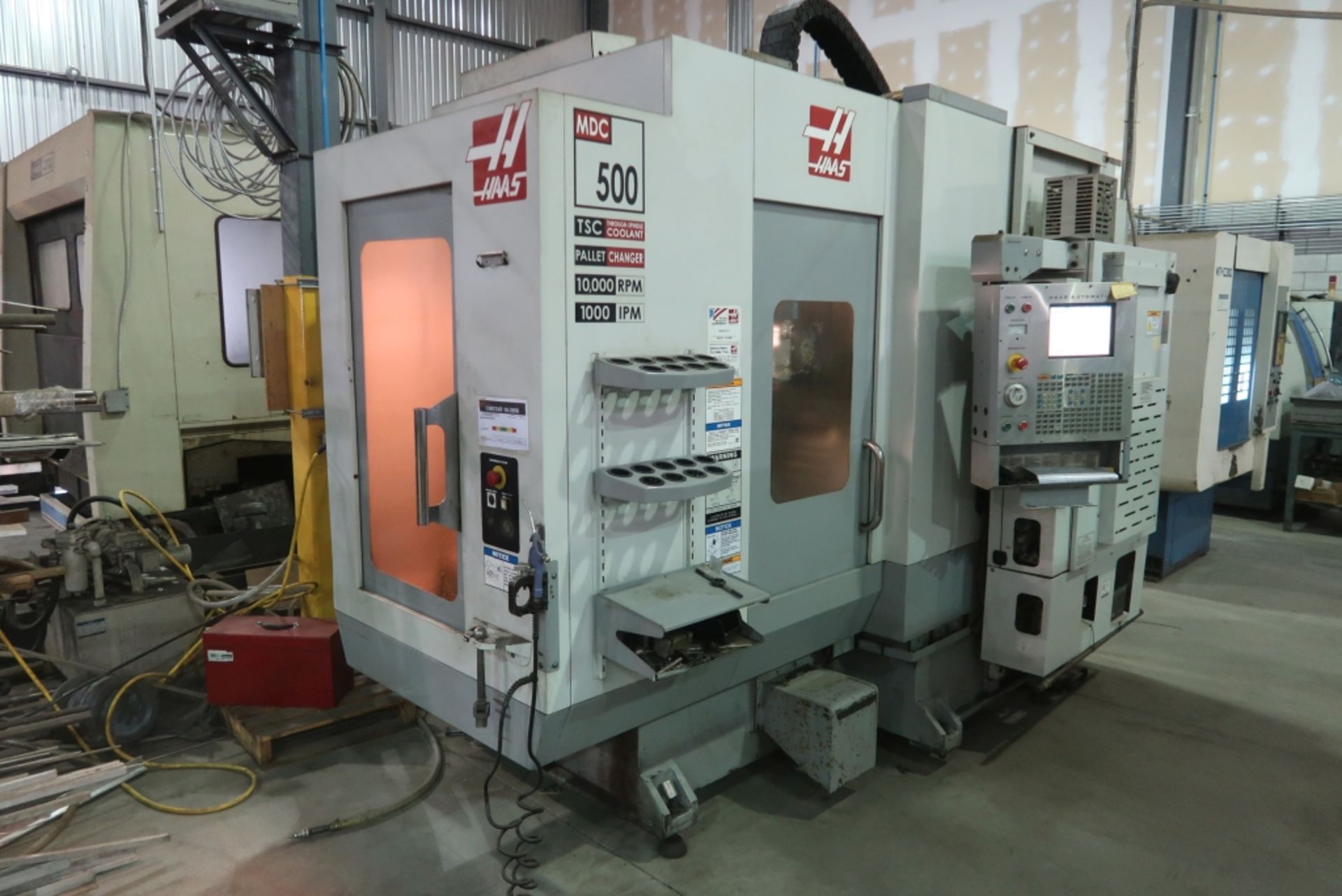 HAAS MDC-500 CNC MILL DRILL CENTER W/ROTARY PALLET CHANGER (2005), 20''X12.75'' TABLES, 10K RPM