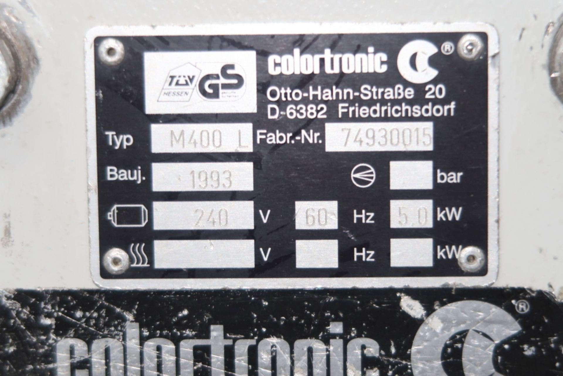 COLORTRONIC GRANULATOR MOD: M400L, SN: 74930015, 240V 3PH - Image 4 of 4