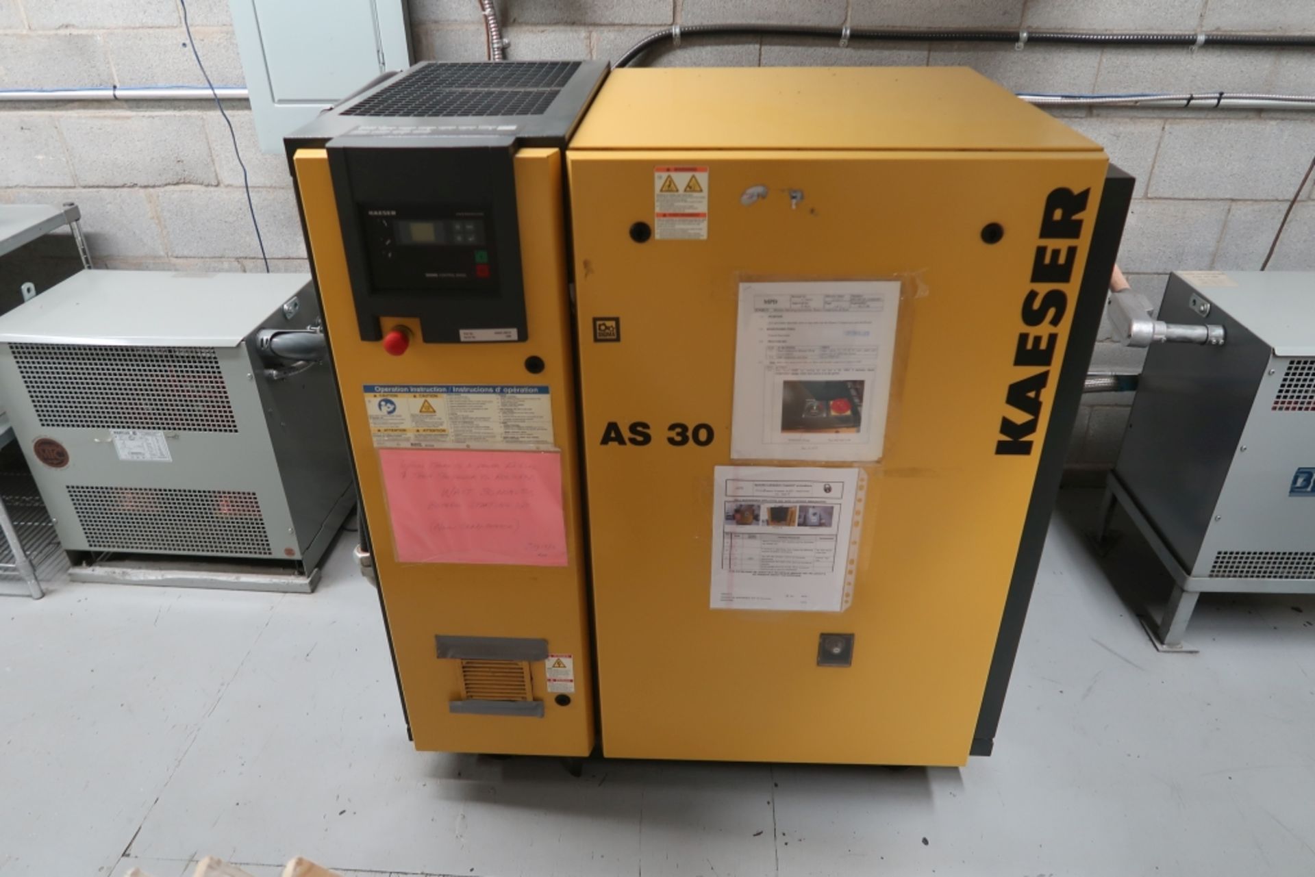 KAESER SCREW TYPE 30HP AIR COMPRESSOR (2005), MOD: AS30, SN: 1008