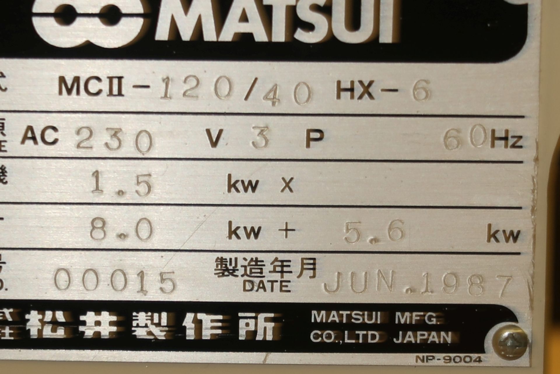 MATSUI MC JET II-X TEMPERATURE CONTROLLER MOD: MCII-120/40 HX-6, SN: 00015, 230V 3PH - Image 4 of 4