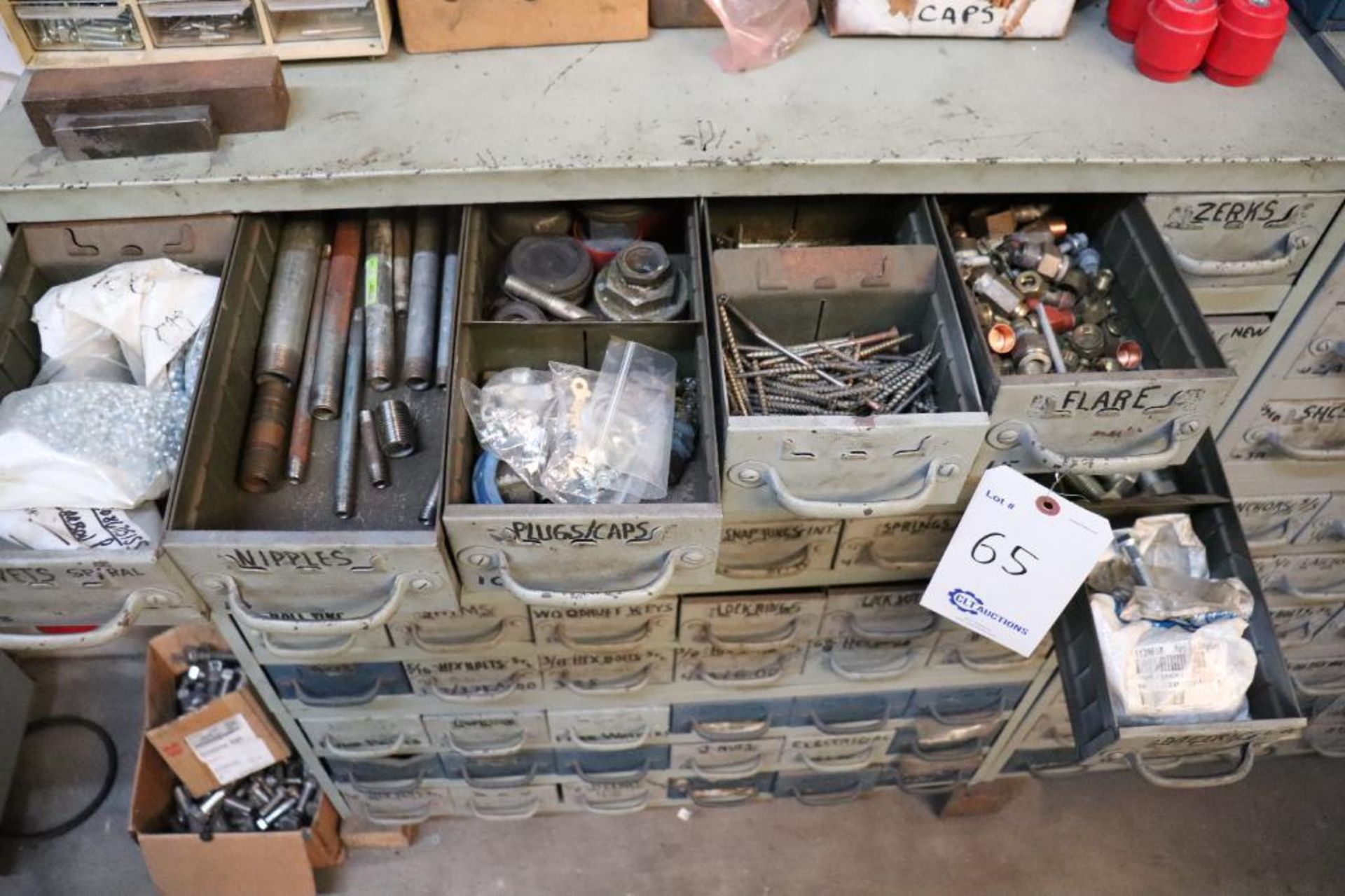 Hardware bin cabinet w/ hardware - Image 2 of 6