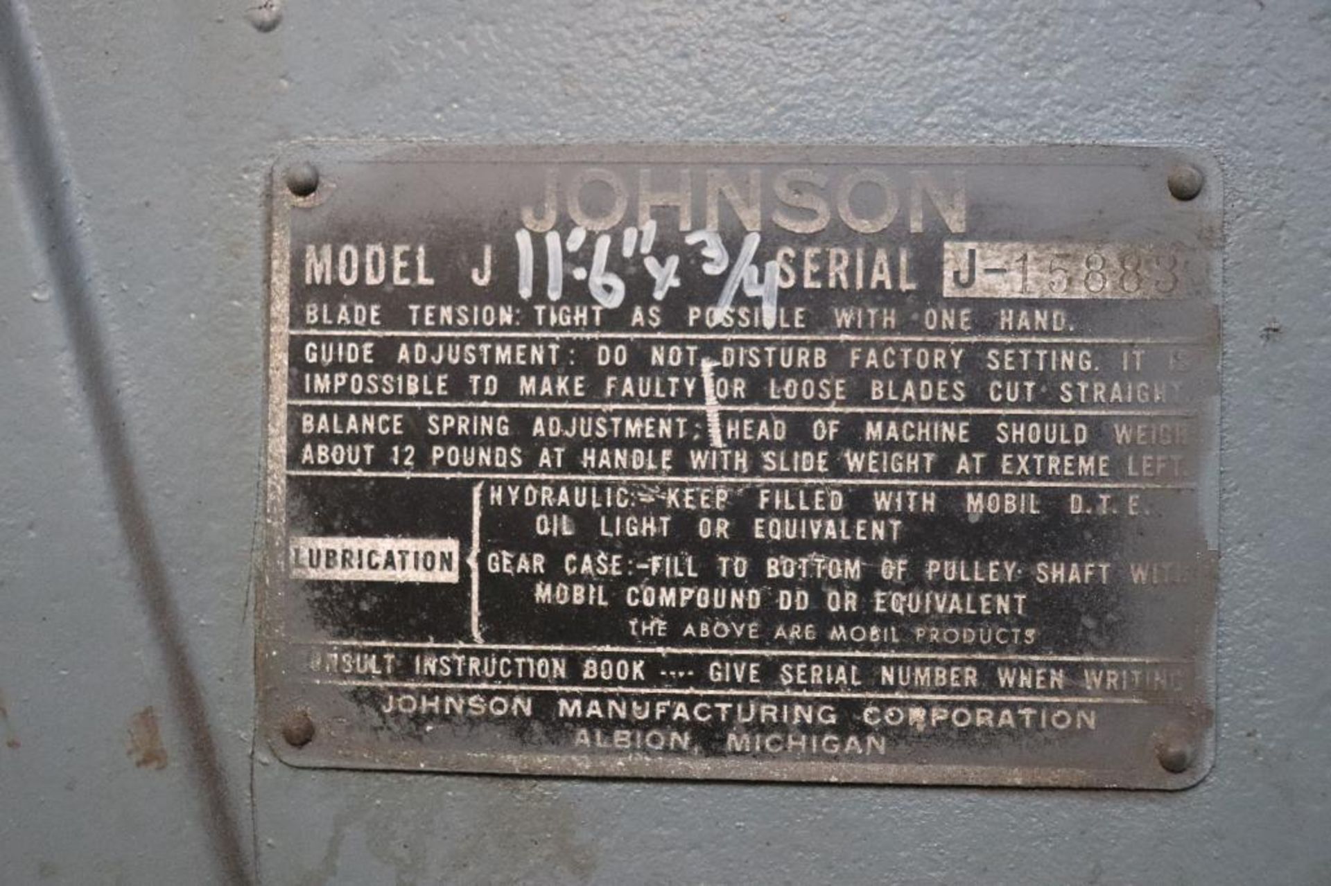 Johnson Model J horizontal bandsaw - Image 5 of 7