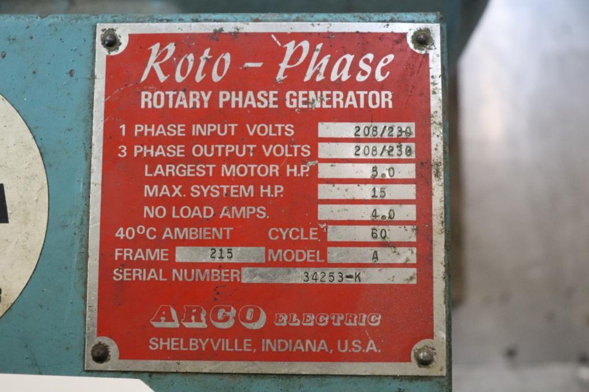 Arco 5hp Roto-Phase converter - Image 3 of 5