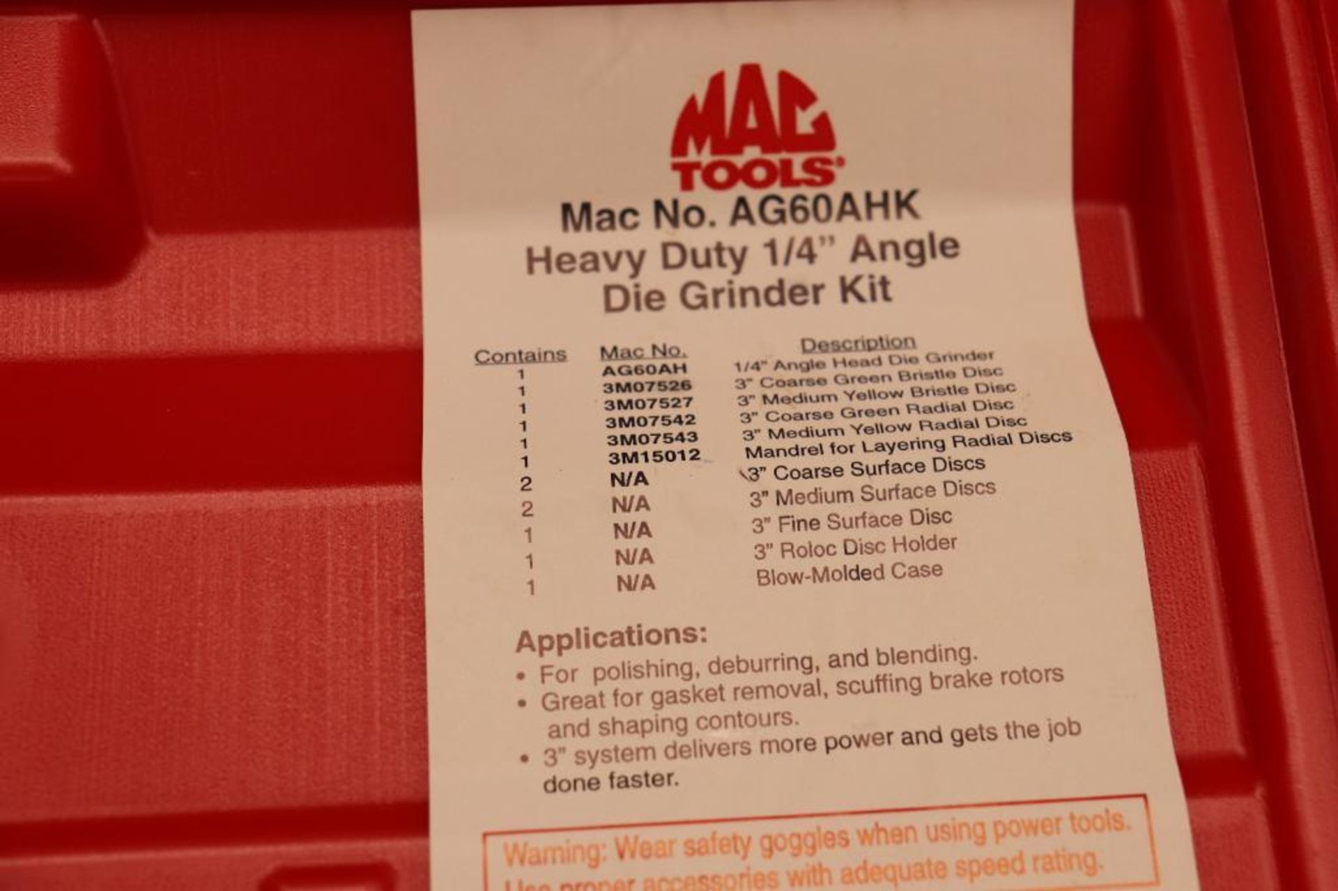 Mac AG60 AHK 1/4" die grinder kit - Image 2 of 5