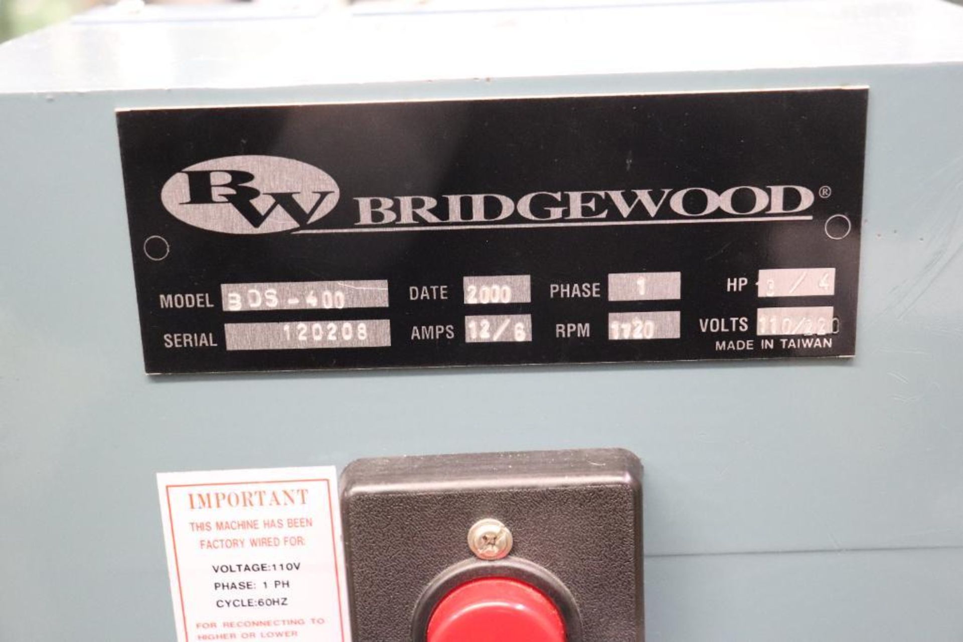 Bridgewood BDS-400 pneumatic drum sander - Image 2 of 5