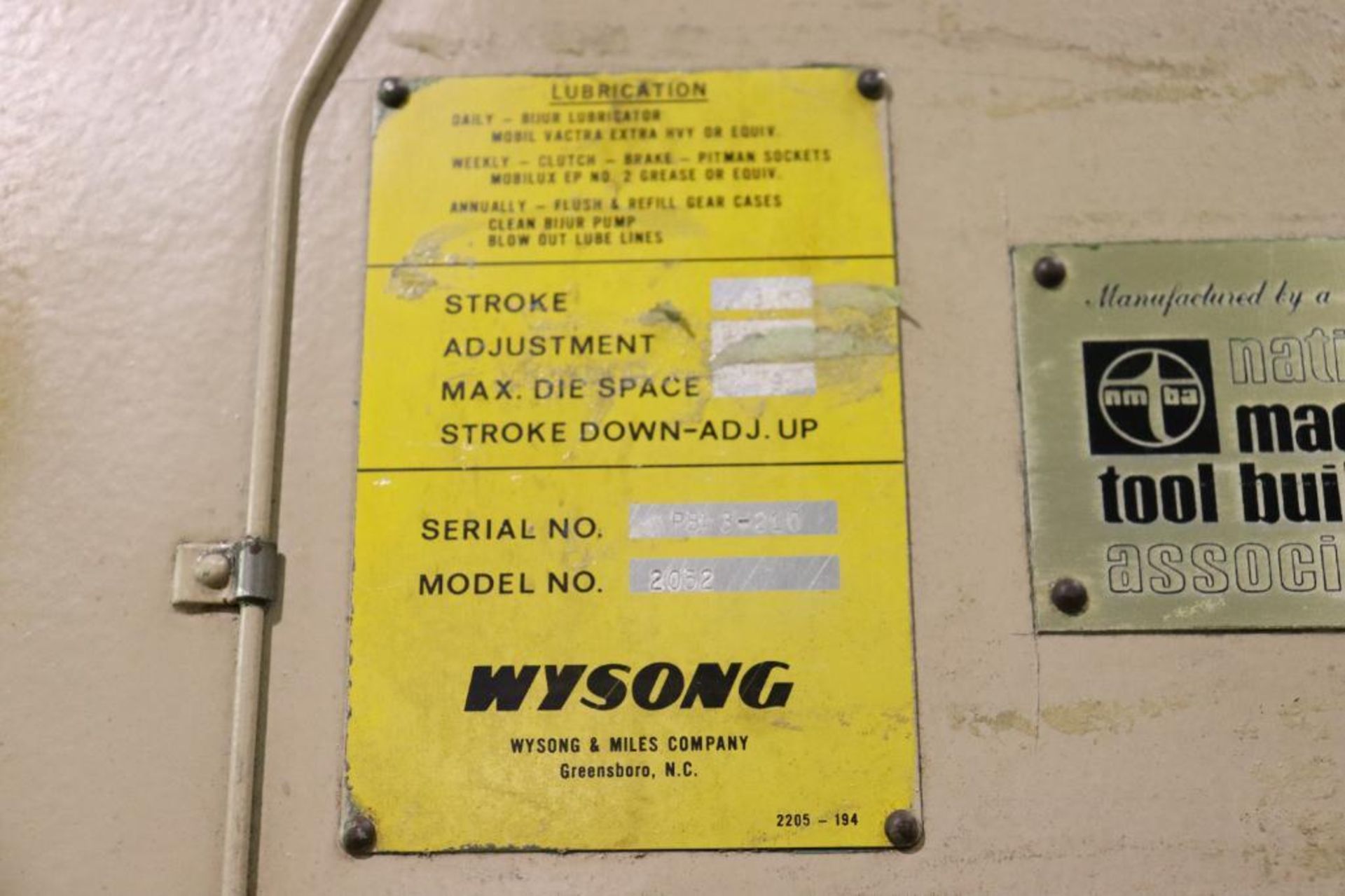 Wysong 2052 mechanical press brake - Image 7 of 13