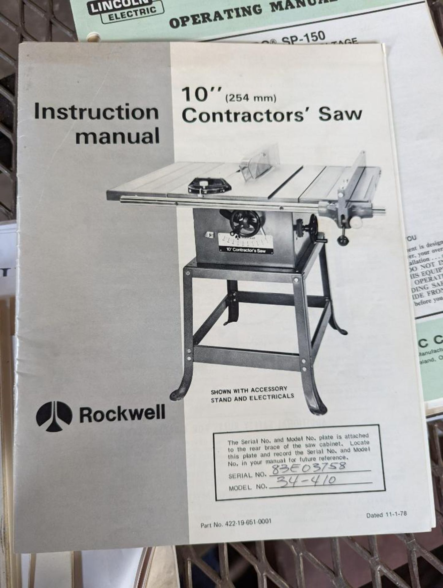 Rockwell 10" contractor table saw - Image 7 of 7