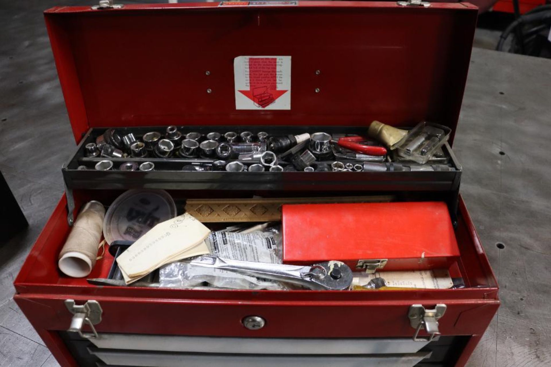 Craftsman 3 drawer tool box w/ tools - Image 2 of 6