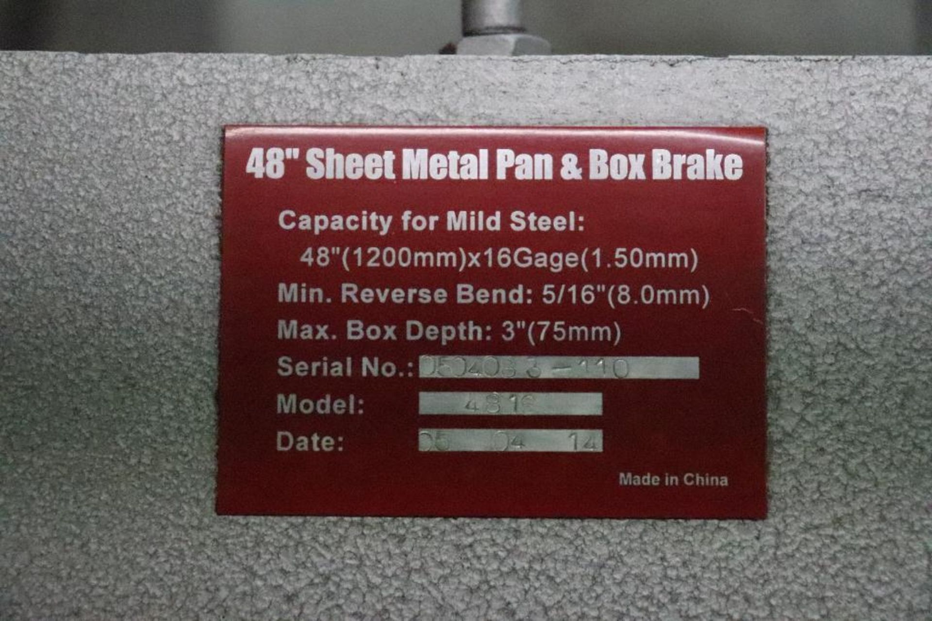 MHC 48" Sheet metal box & pan brake - Image 5 of 9
