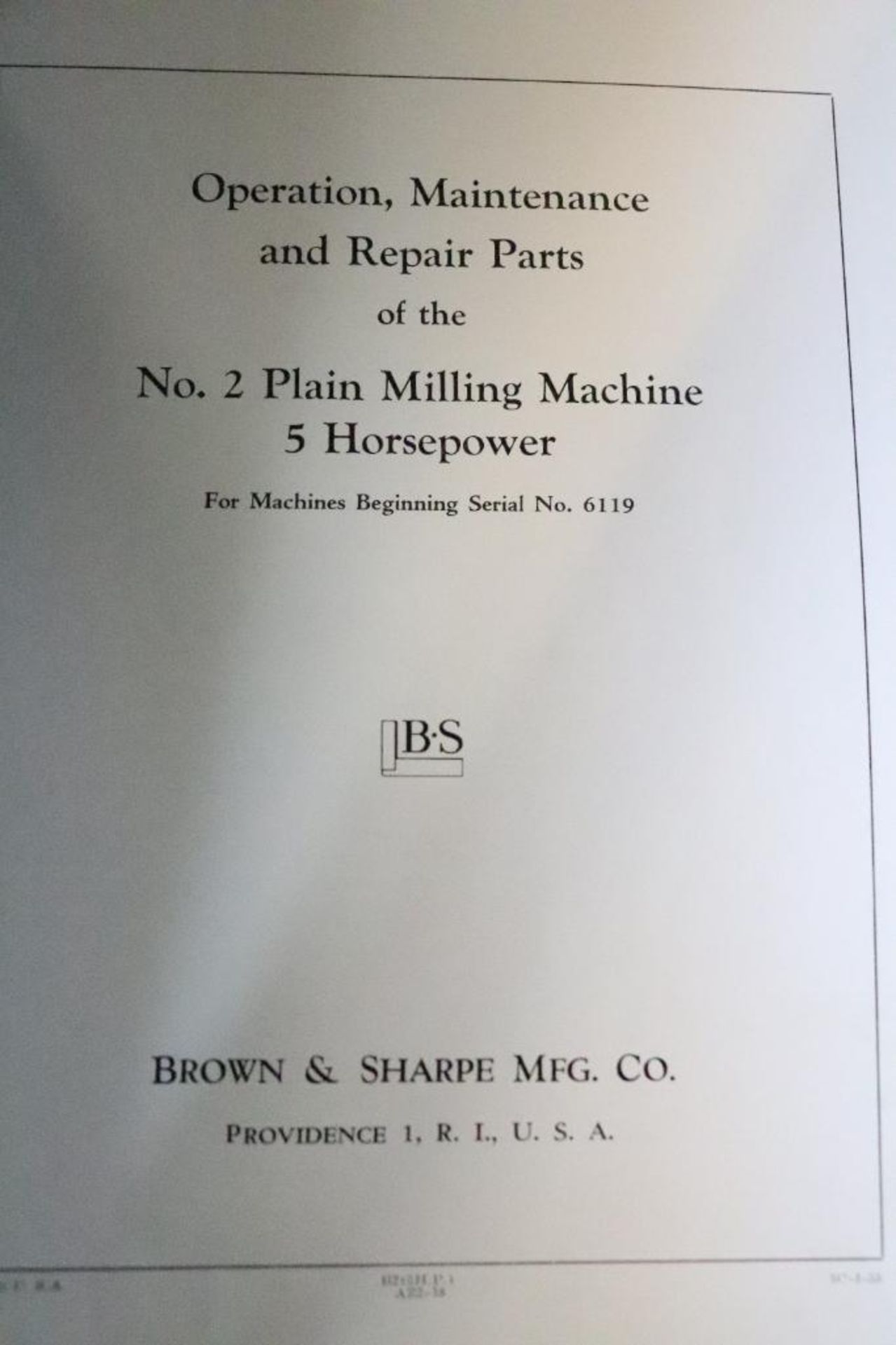 Brown & Sharpe No.2 Plain horizontal milling machine - Image 16 of 17