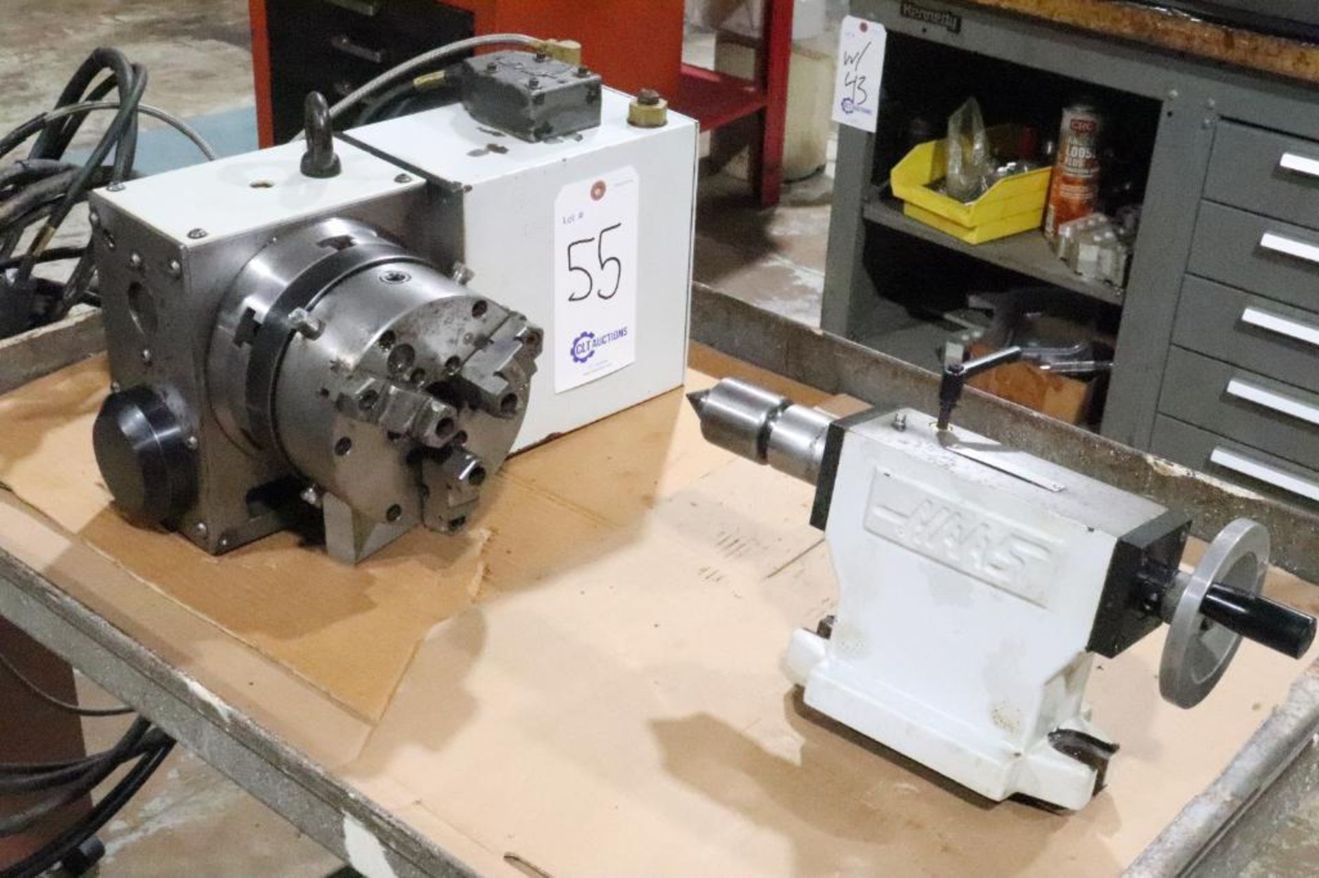 Hass rotary table indexer w/ chuck & tailstock