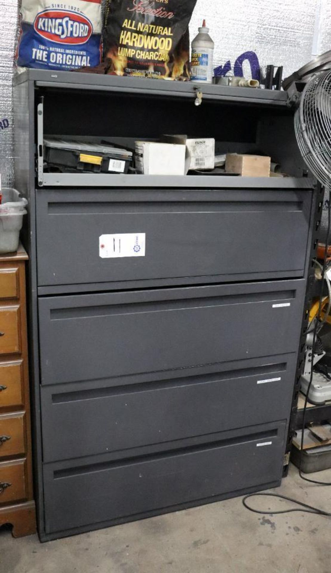 Lateral file cabinet w/ contents sanding consumables