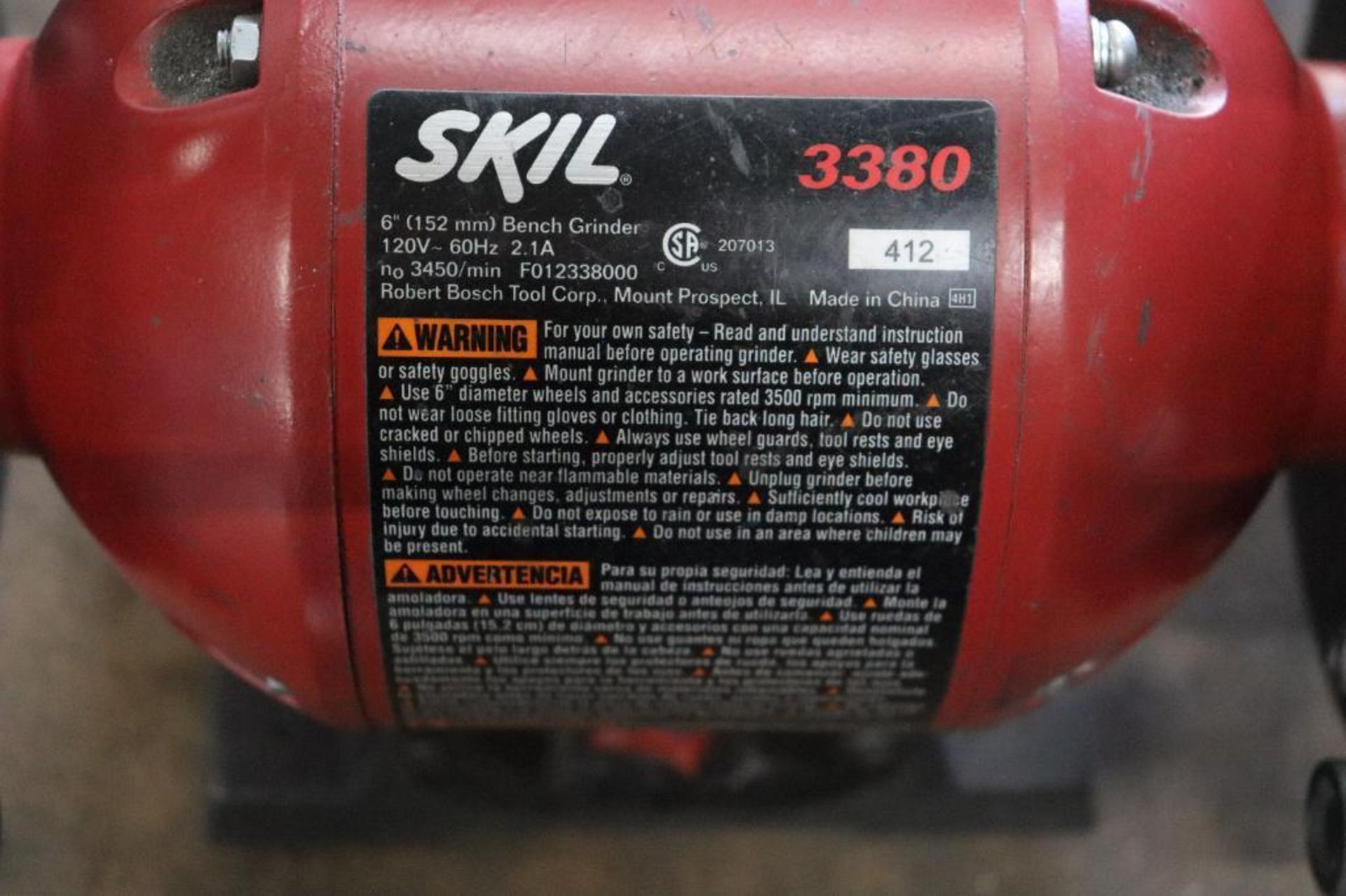 Skil 3380 6" bench grinder w/ table - Image 4 of 4