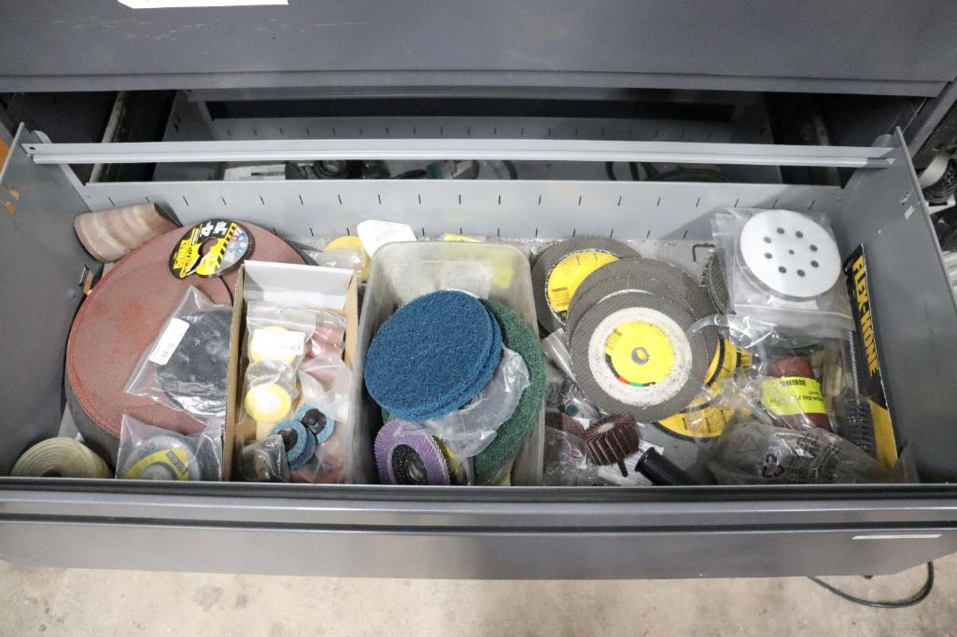 Lateral file cabinet w/ contents sanding consumables - Image 3 of 7