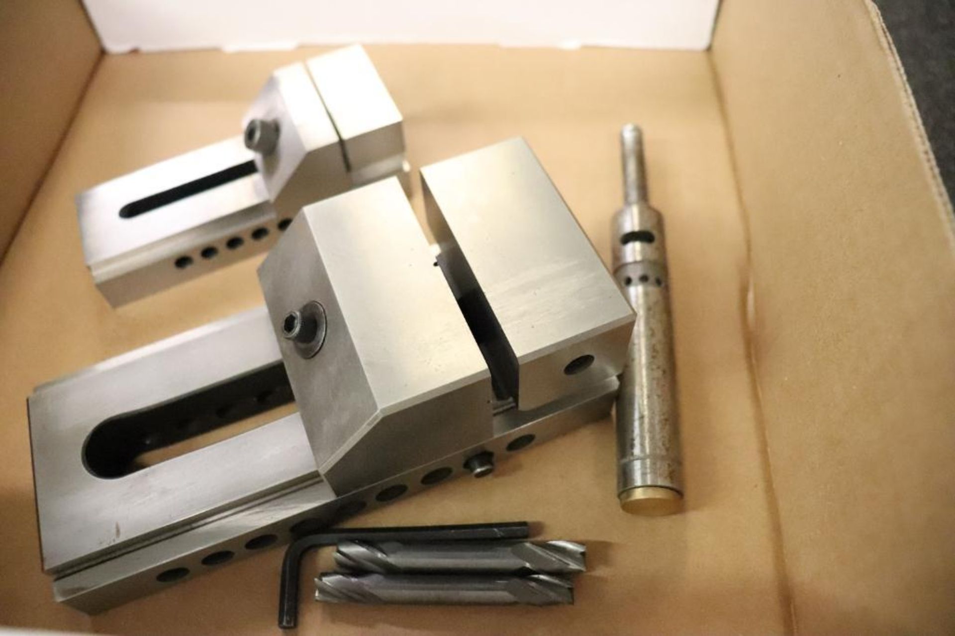 Precision vises, Japanese made w/ electronic edge finder, carbide endmills - Image 5 of 6