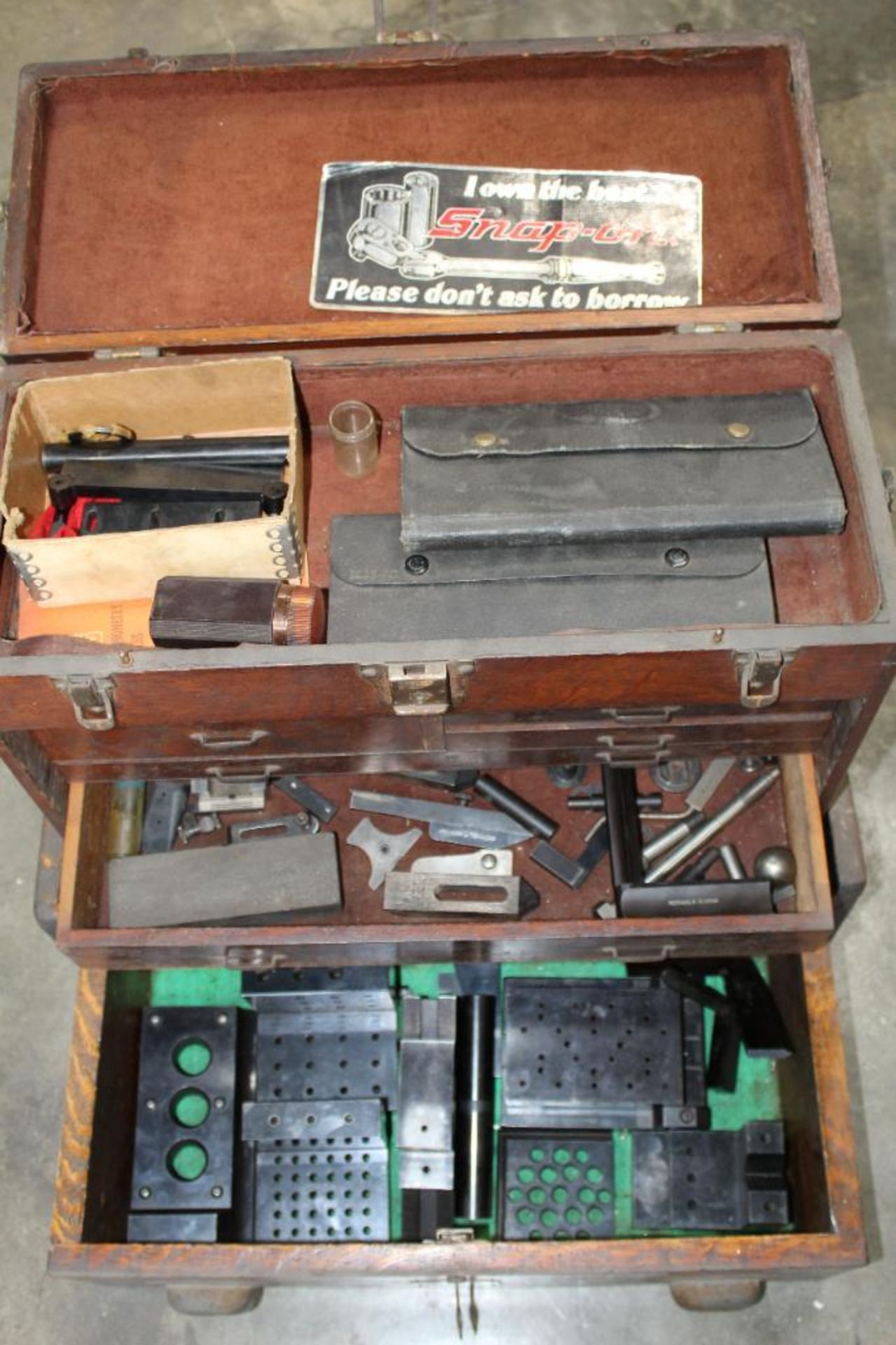 Machinist wooden tool box w/contents - Image 2 of 2