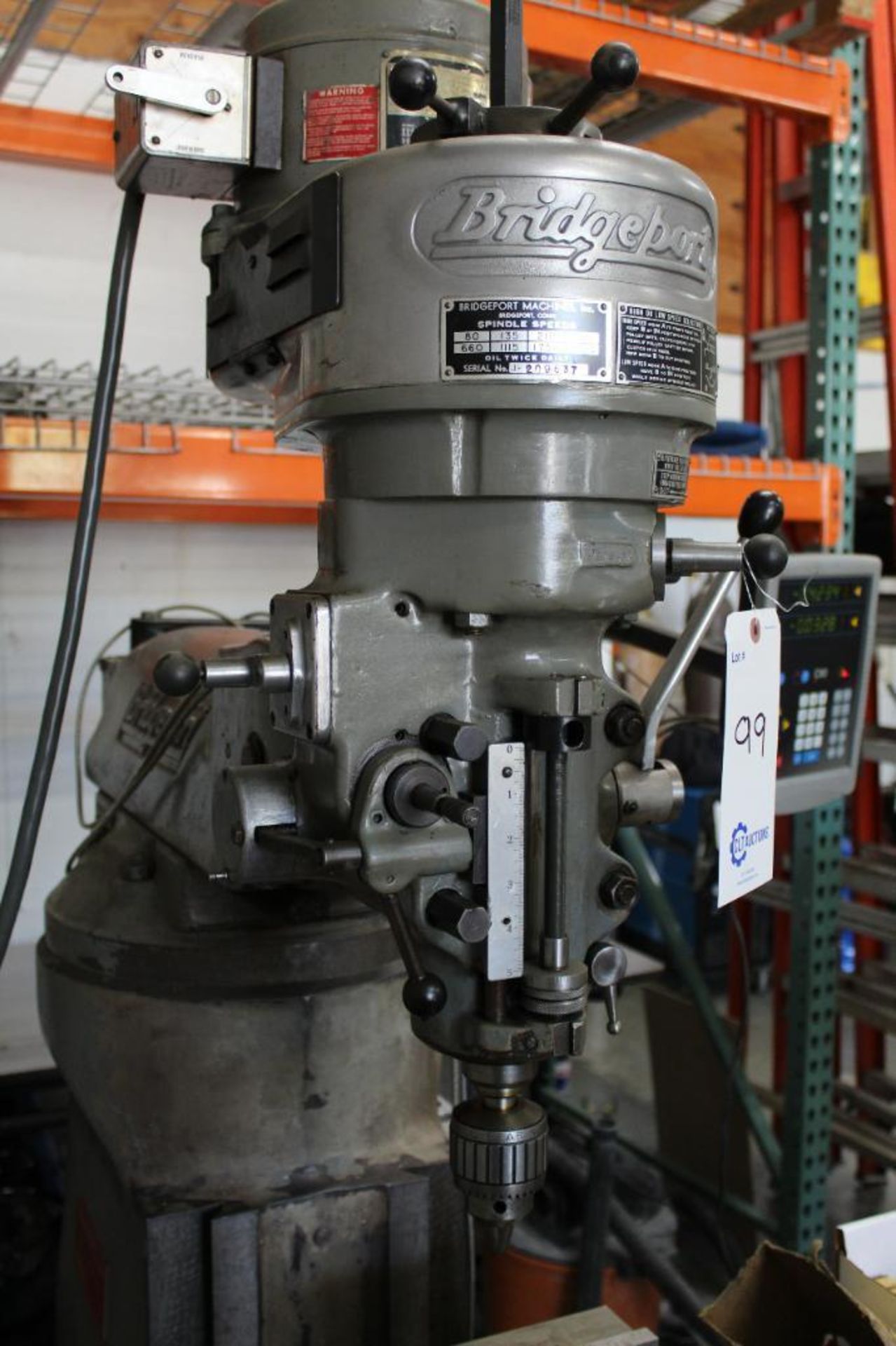 Bridgeport J-Head vertical milling machine w/ accessories - Image 3 of 8