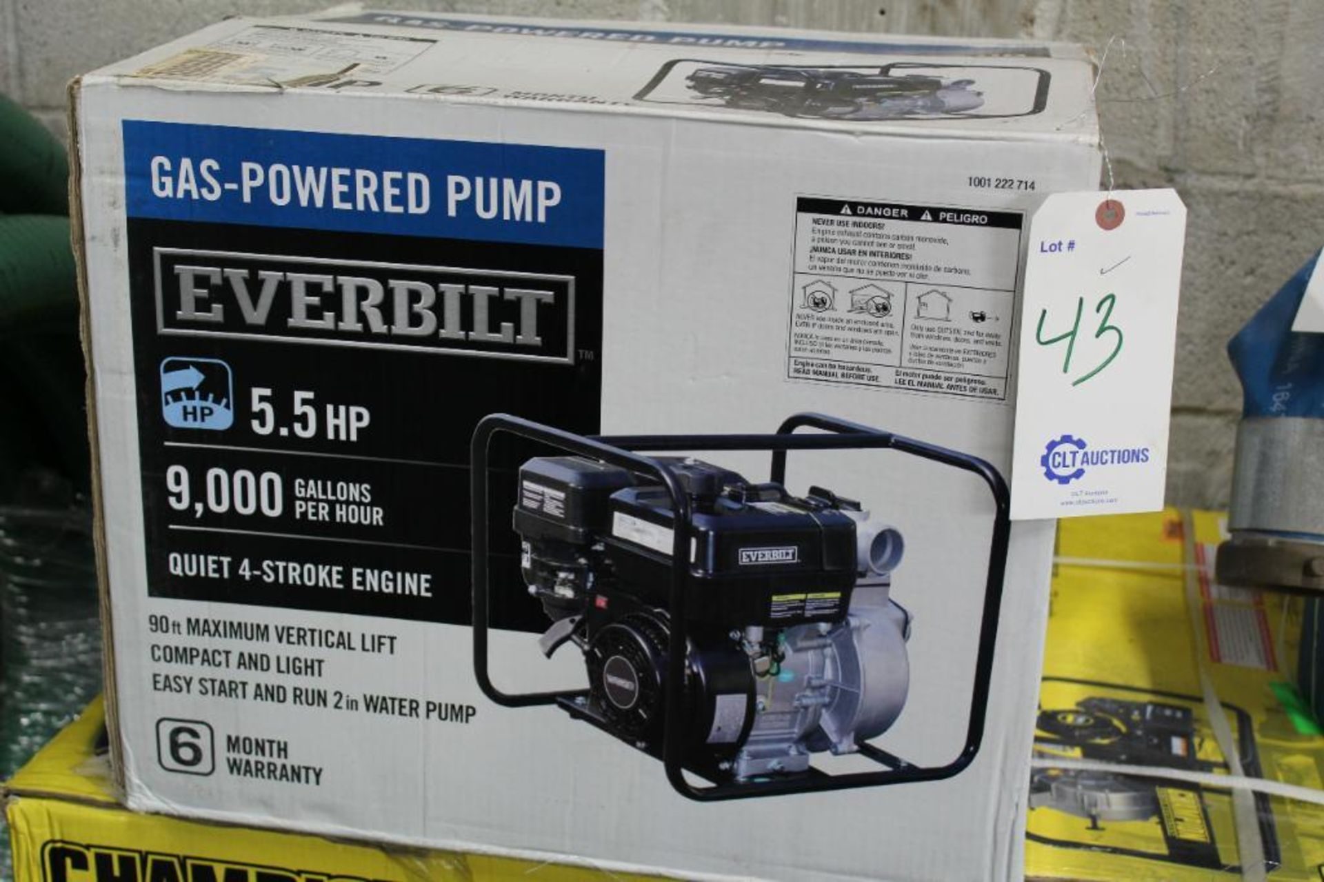 Everbuilt 5.5 hp water pump 9000 GPH, gas powered
