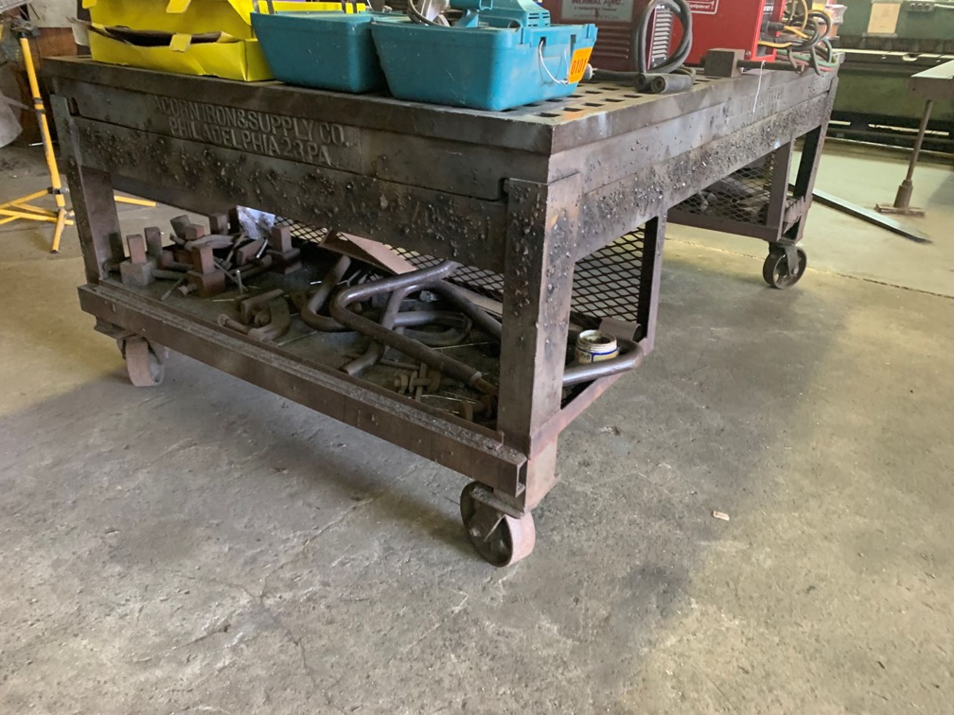 ACORN IRON & SUPPLY 5'x8' platen welding table on wheels - Image 3 of 6