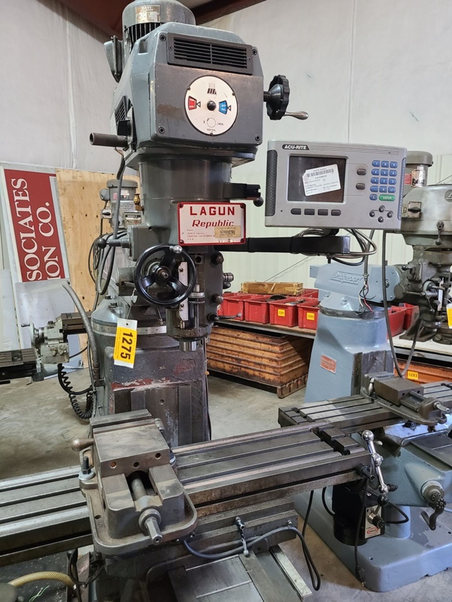 LAGUN vertical milling machine - MODEL FTV-1S - 10" X 44" table, variable speed head, R-8 spindle, - Image 3 of 3