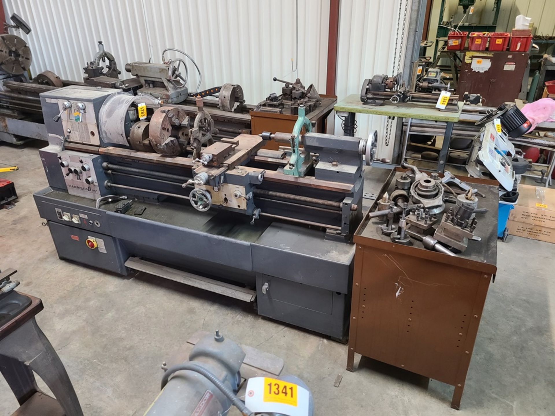 HARRISON horizontal lathe - MODEL 15 - 15" swing X 36" centers, 3 & 4 jaw chucks, steady rest